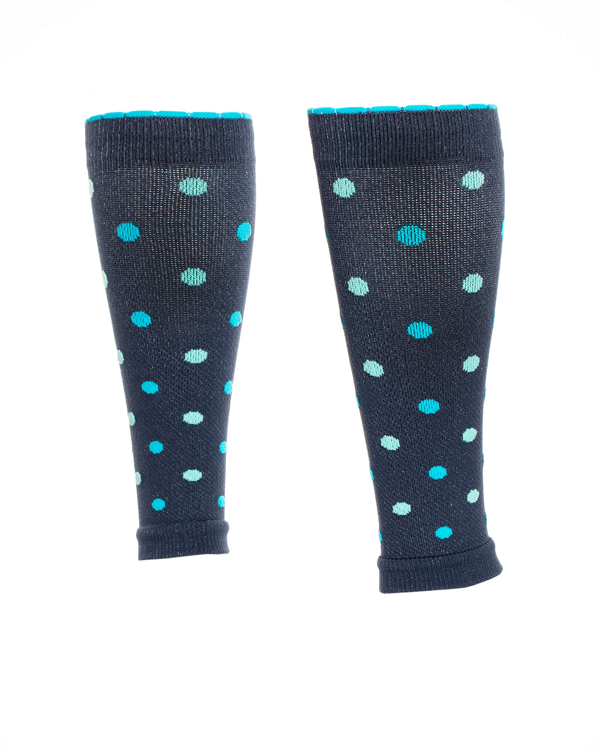 Lily TrottersAthletic Compression Sleeve, Supports Whole Lower Leg During Intensive Physical Workouts, Footless, 15-20 mmHg Graduated Compression, Dots-A-Plenty, Slate, L/XL