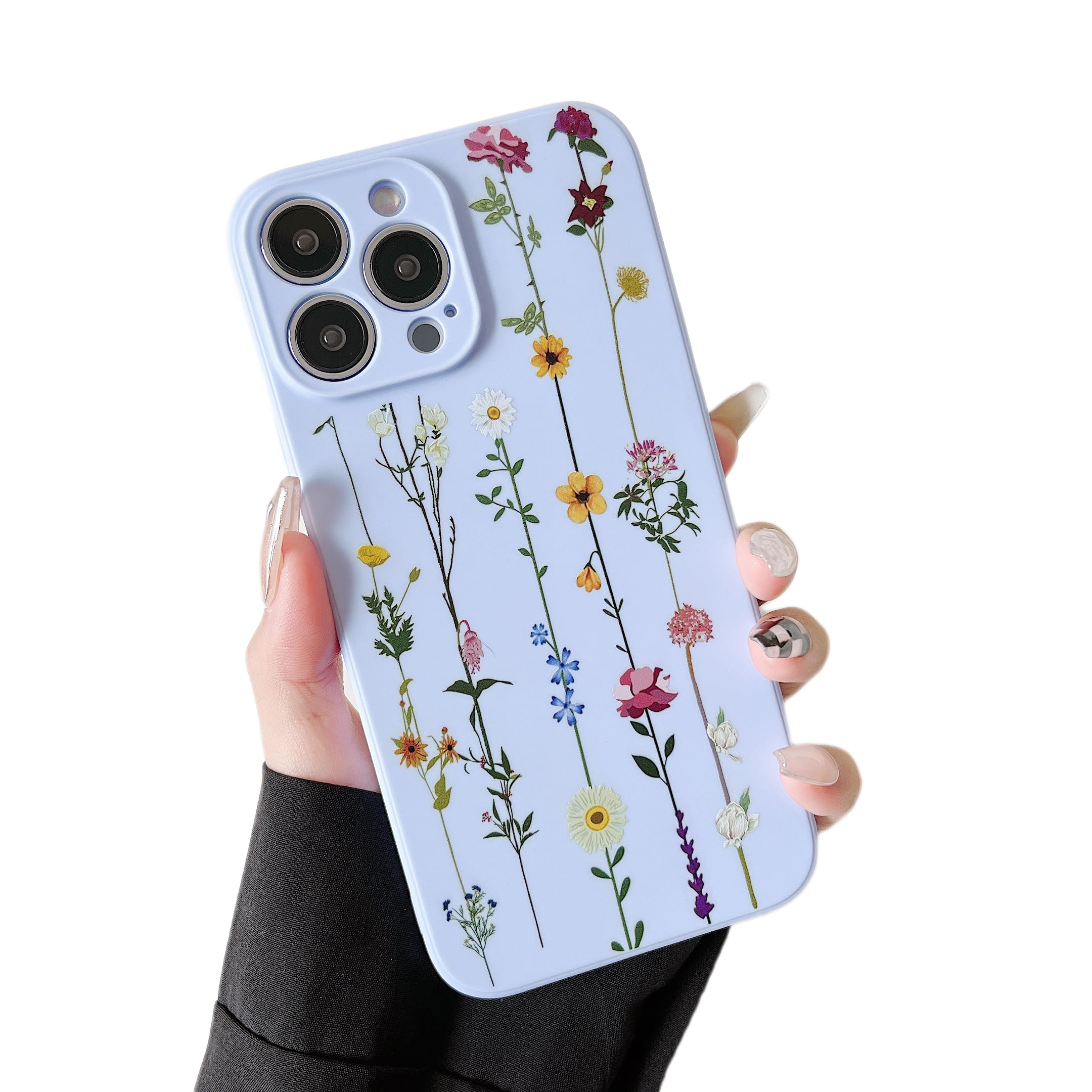 ZTOFERA Floral Case for iPhone 14 Pro Max 6.7",Cute Flower Pattern Case for Girls Women,Flexible Silicone Protective Slim Shockproof Bumper Phone