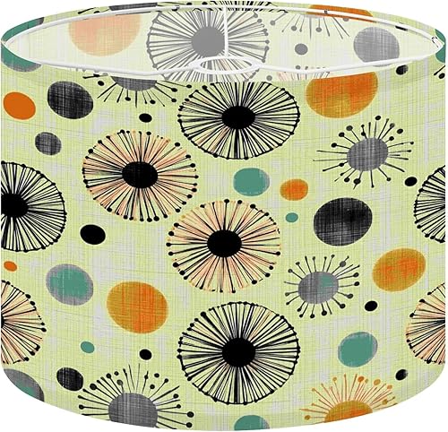 Miniatura 33 de Linen Drum Lamp Shades 1 Pack Easy Assembly 13’’ W x 10’’ H Mid Century Vintage 1950s Modern Retro Geometric Lattice Replacement Lamp Shades for