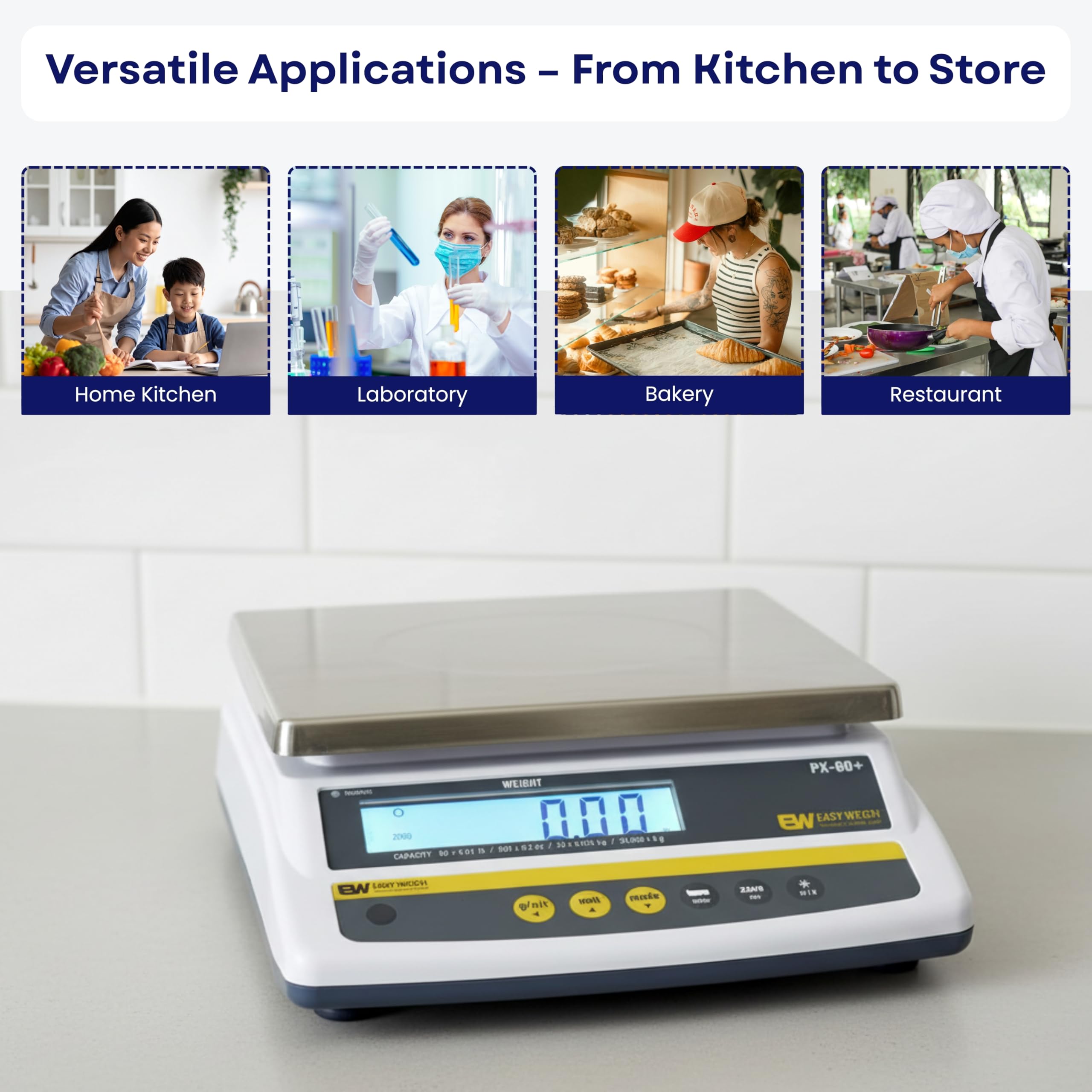 Aquos Báscula digital para alimentos, báscula de peso de cocina comercial con batería recargable, NTEP Clase III legal para el comercio grande, báscula de plataforma de acero inoxidable para hornear