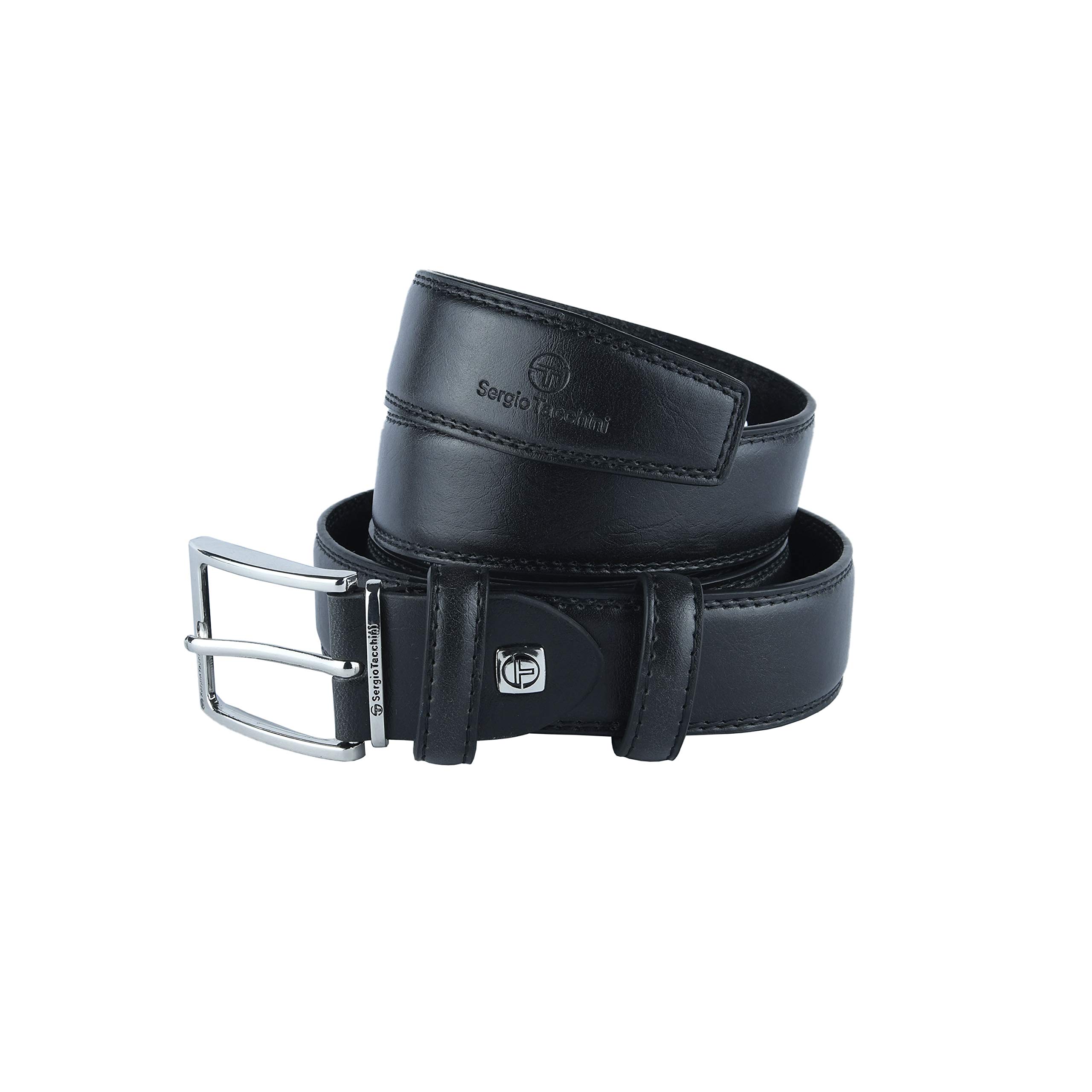 Sergio Tacchini Men's Belt External PU Leather Internal, Nickel Free Buckle