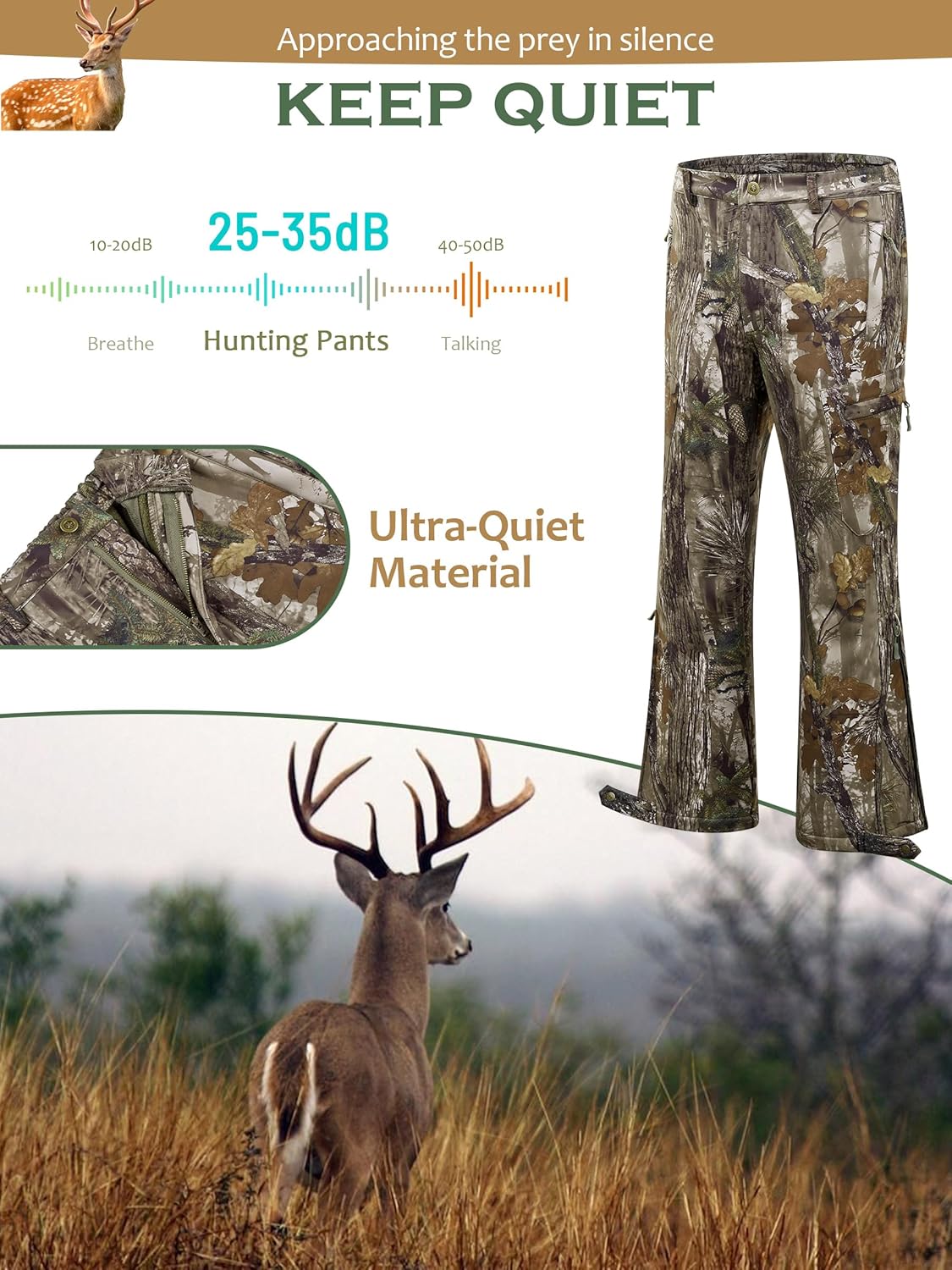 NEW VIEW Camo Hunting Pants for Men, Warm Fleece Lined, Quiet Water-Resistant Winter Clothes for Cold Weather - Image 4