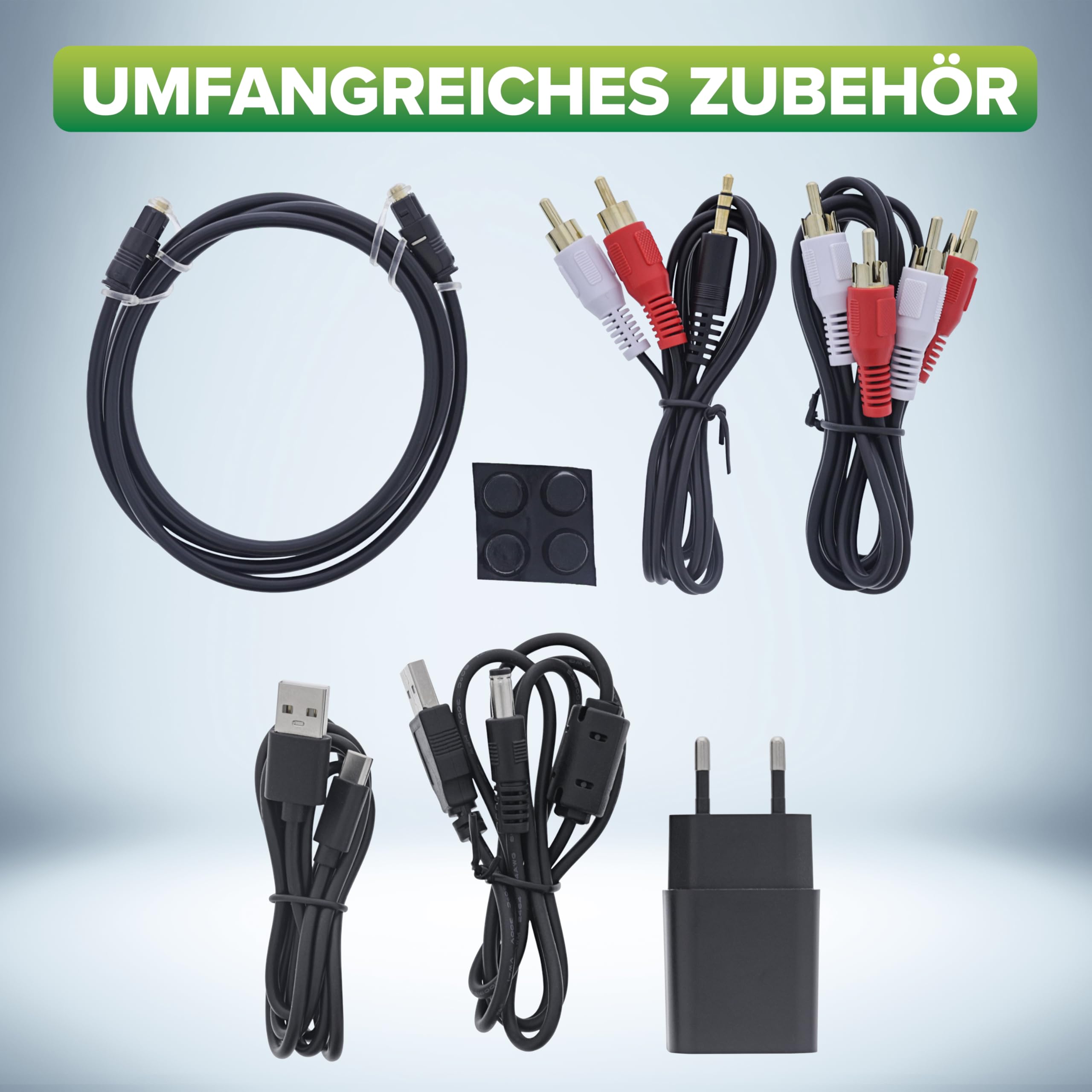 Inline Bluetooth 5.1 HiFi Audio Receiver, Empfänger, USB-C, Cinch Stereo, optischer Toslink Anschluss, Lautstärkeregler, 7 Equalizer-Profile, OLED-Display, bis zu 30m Reichweite, 99209M