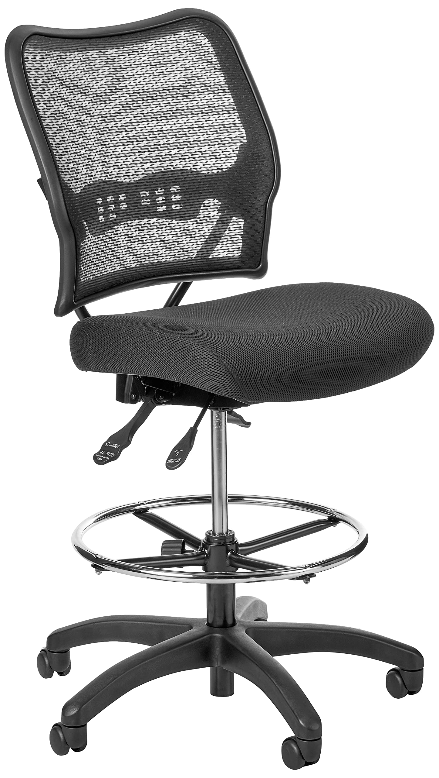 13 Series Deluxe Dark Air Grid Adjustable Drafting Chair with Footring and Du...