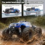 Voitures RC 1:14 Camion RC Tout Terrain, Voiture Télécommandée Rapide 4WD 40 KM/H, Camion Monstre Étanche 4X4 avec 2×1300mAh Batteries, Amortisseurs Métalliques, 6 Phares LED, Véhicule RC RTR