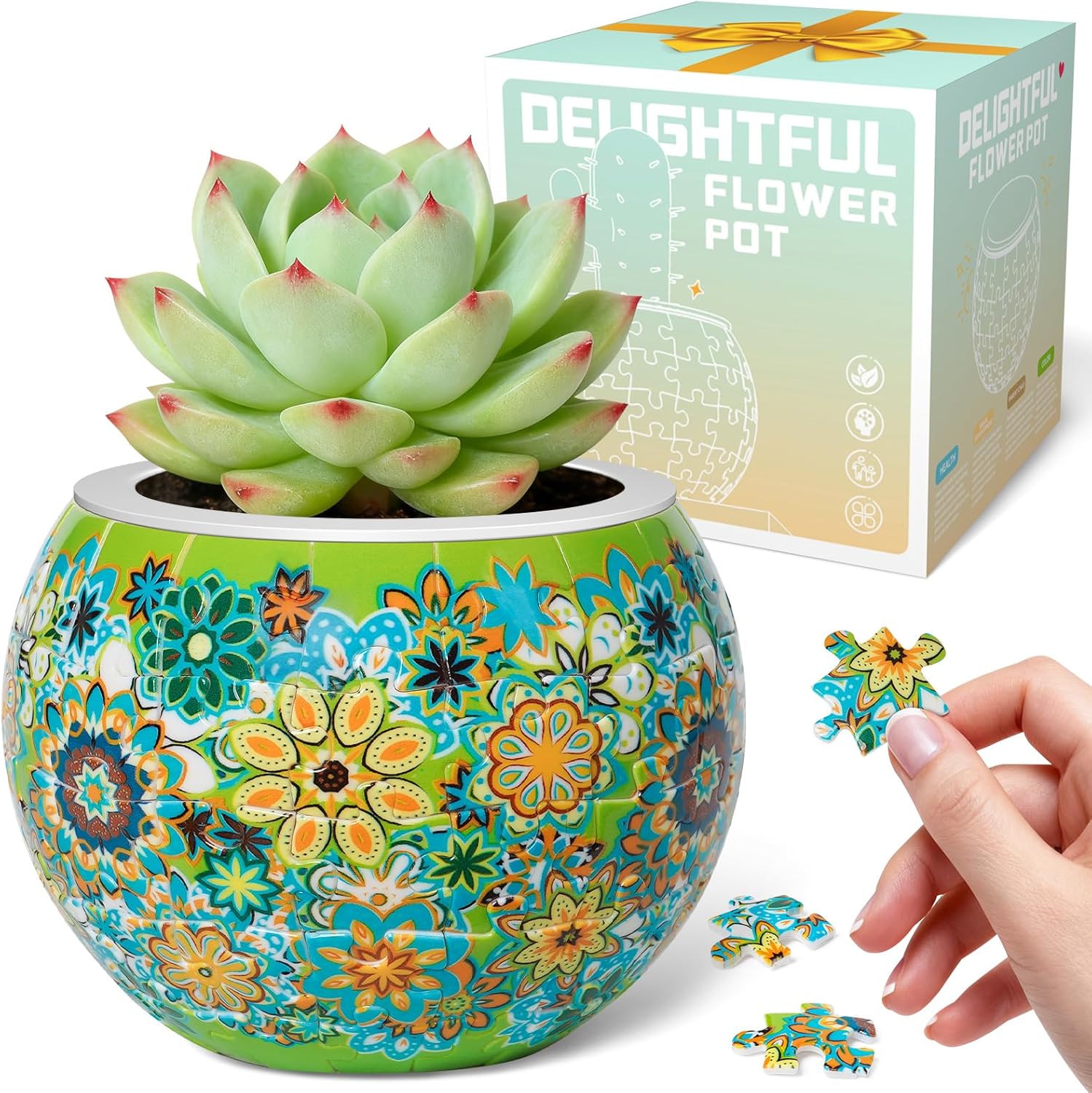 3D Puzzles Flower Pots, 80 Pieces -Puzzles for Adults and Kids,Small,Cactus Decor,Succulent Planters Pots for Indoor,Plant Gifts for Plant Lovers (red-6)