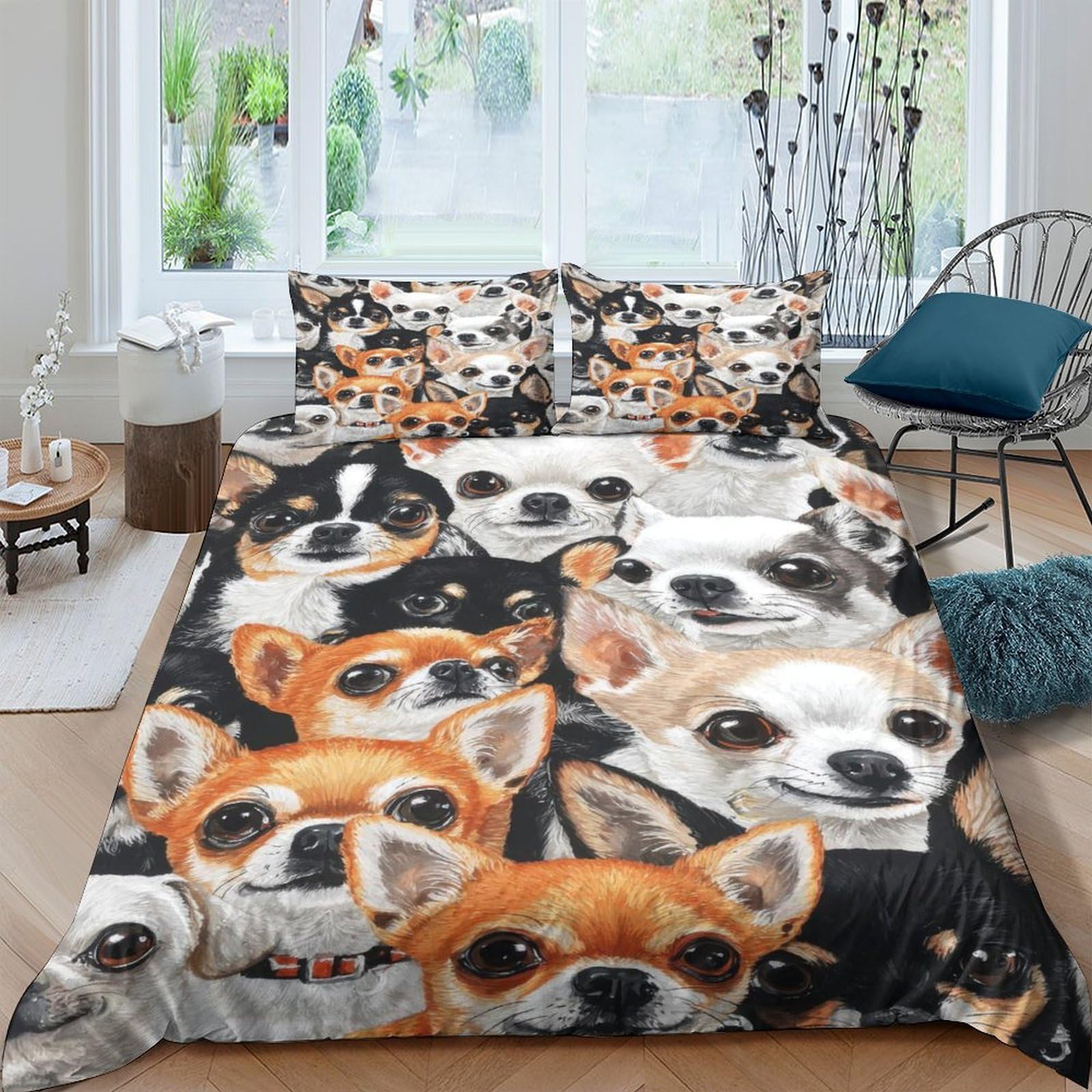 Ctjqhvkz Style-5 3D Printed Chihuahua Dog Fitted Sheet Microfiber Anti-Slip Mattress Cover For Bedroom Guestroom Dorm Decor Washable Single（135X200cm）