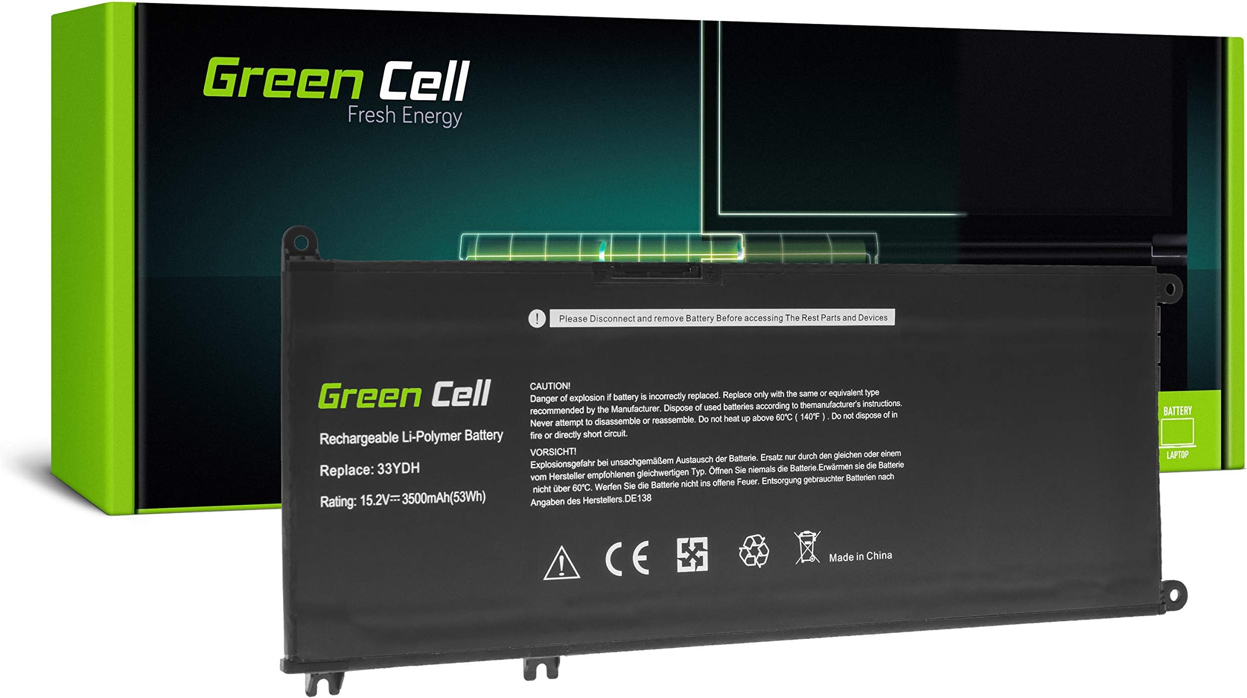 Green Cell 099NF2 33YDH 99NF2 Battery for Dell Laptop (3500mAh 15.2V Black)