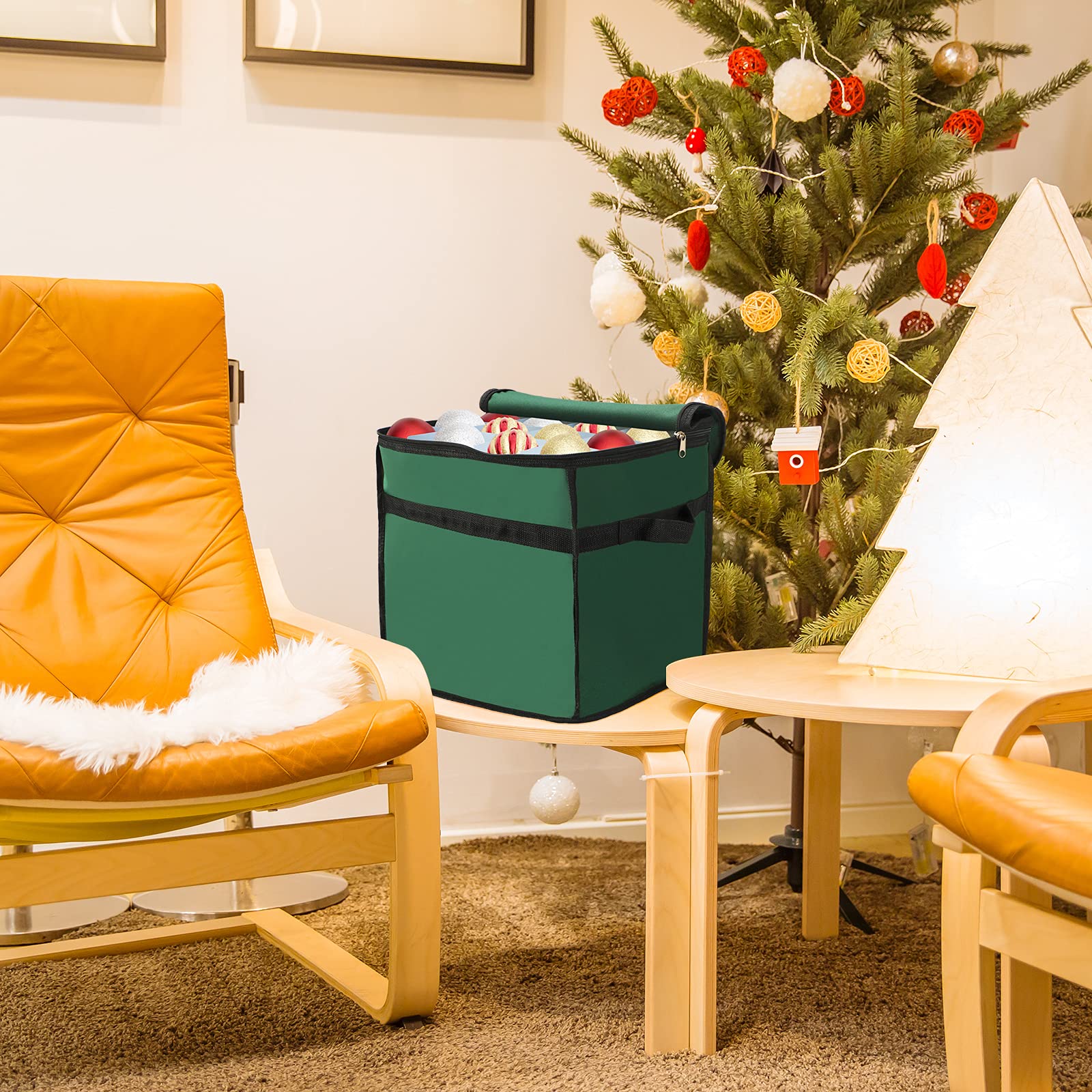 Caja Organizadora De Almacenamiento Para Papel De Regalo Navideño - Hasta 40 Rollos - Con Ruedas Y Cremallera - Tela Impermeable Poliéster - Color Azul