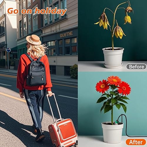 Miniatura 3 de Kit de riego por goteo automático solar para plantas de interiorexterior, 12 modos de temporización, sistema de riego automático de jardín para