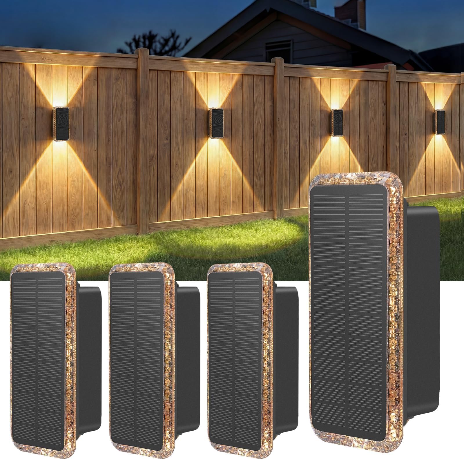 vighep Solar Wall Lights Outdoor Garden 4 Pack Up and Down Solar Fence Lights 5