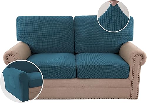 Miniatura 65 de H.VERSAILTEX Fundas de Sofá de Amor de Varias Piezas para Sofá de 2 Cojines, Fundas de Cojín de Sofá de Alta Elasticidad, Tela de Sarga Texturizada