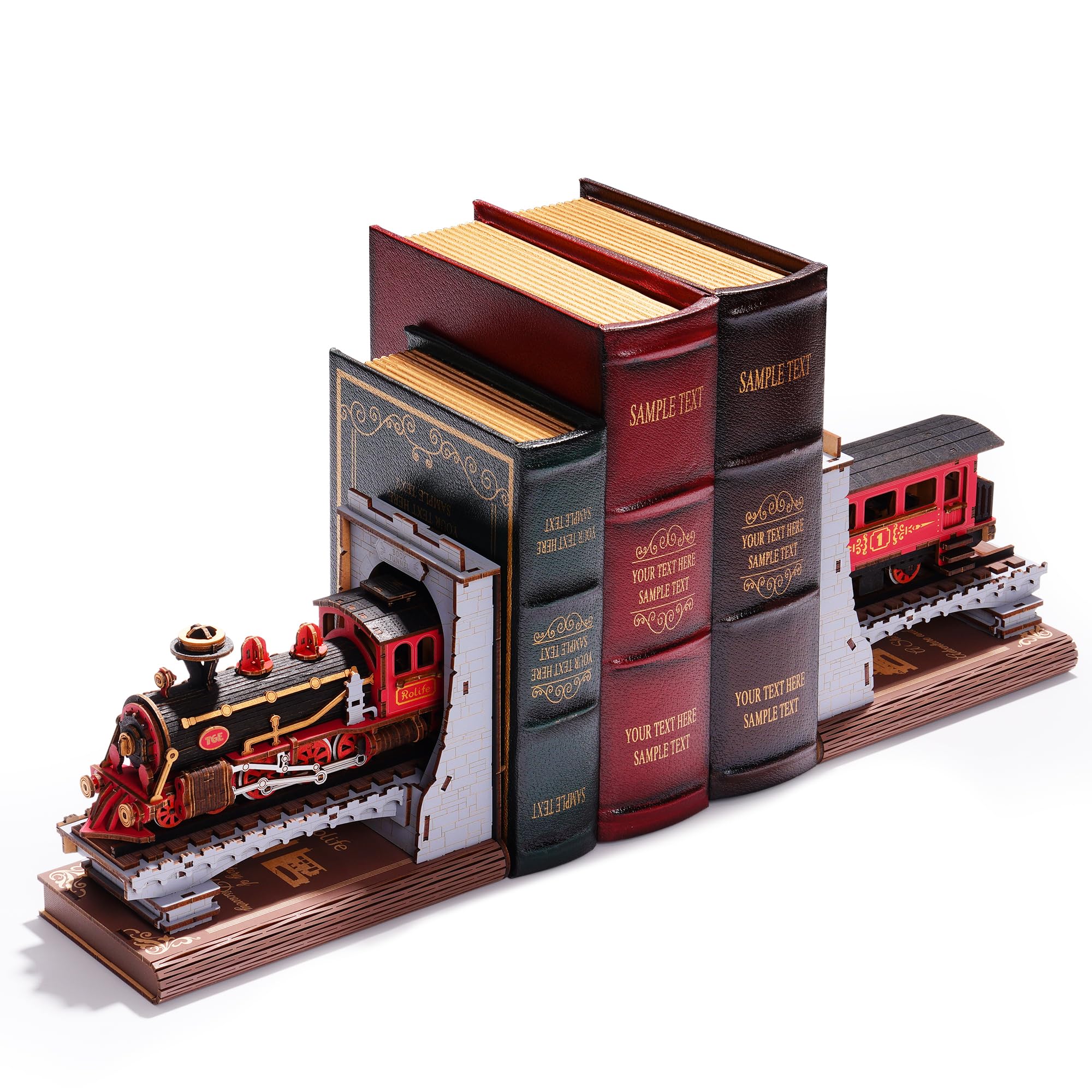 Rolife Book Nook Kit Maison Miniature à Construire DIY Maquette Adulte en Bois Décoration de Bibliothèque Livre Salon Puzzle Century Train 3D Booknook Bookend Modélisme Diorama Serre-Livres TGE01
