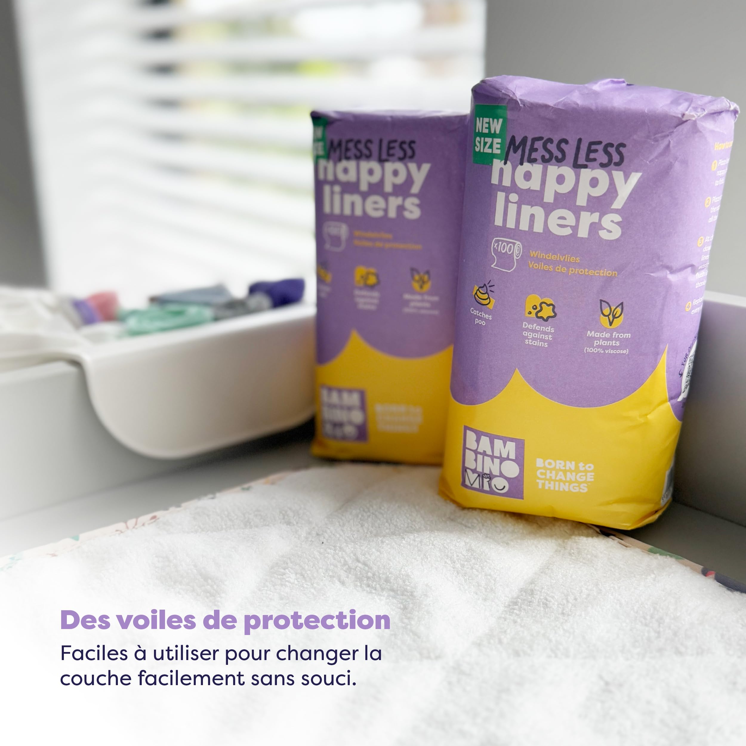 Bambino Mio, Voiles de protection ultra doux, matières végétales 100% renouvelables, (16cm x 29cm) 100 Voiles - paquet de 4