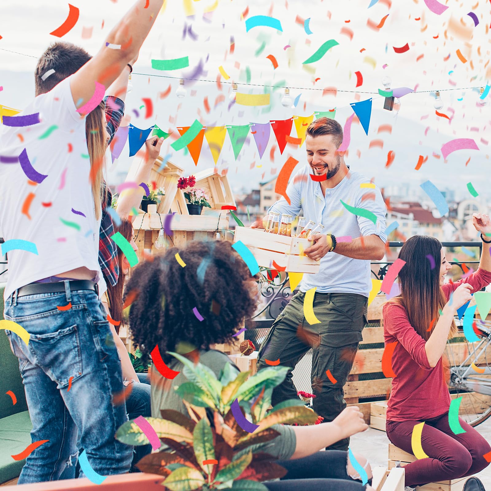 Konfettikanone, mehrfarbige Party-Popper, 6 Stück, 30,5 cm, Konfetti-Stäbe für Geburtstag, Hochzeit, Weihnachten, Schuleröffnung, Abschlussfeier, Silvester und Fotoshootings