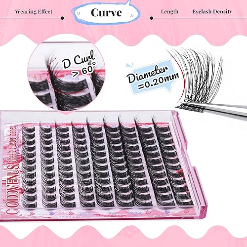 Miniatura 3 de Goddvenus Pestañas en racimo, pestañas individuales, extensiones de pestañas individuales, 108 unidades, extensiones de pestañas en racimo, pestañas