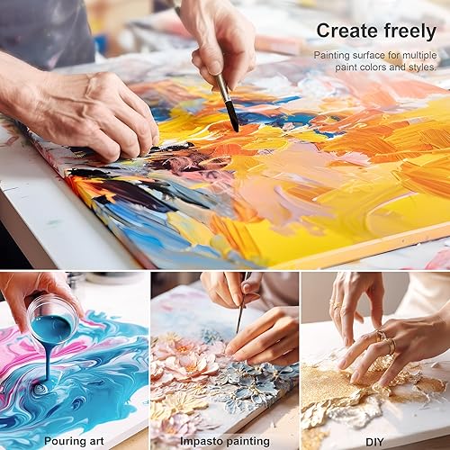 Miniatura 6 de PHOENIX - Lienzos de algodón blanco templado para pintar, perfil triple de 58 pulgadas, para pinturas al óleo y acrílicas, paquete de 7 unidades