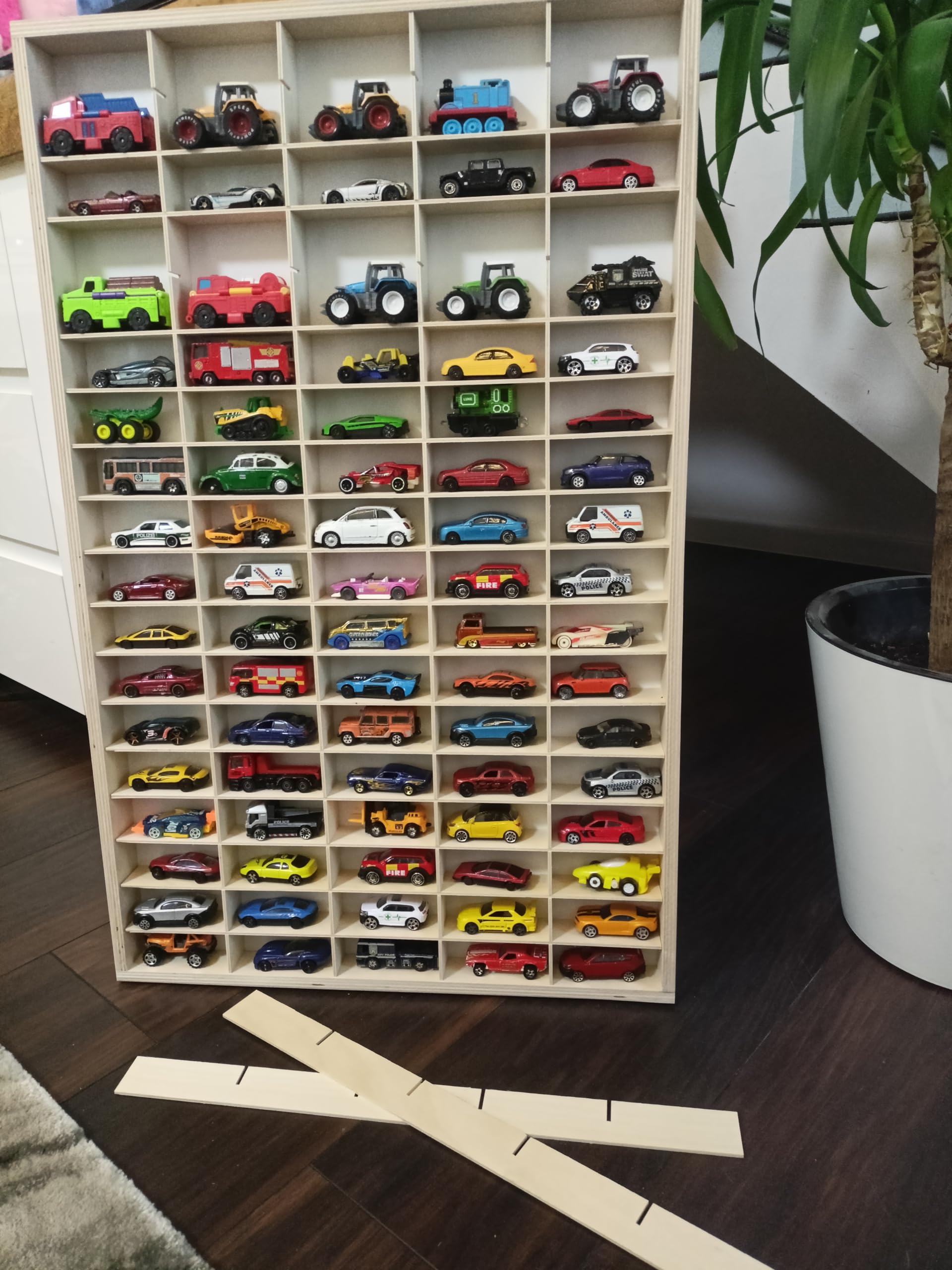Generisch Estantería de madera para coche de juguete 92 compartimentos para coche juguete organización colección niños