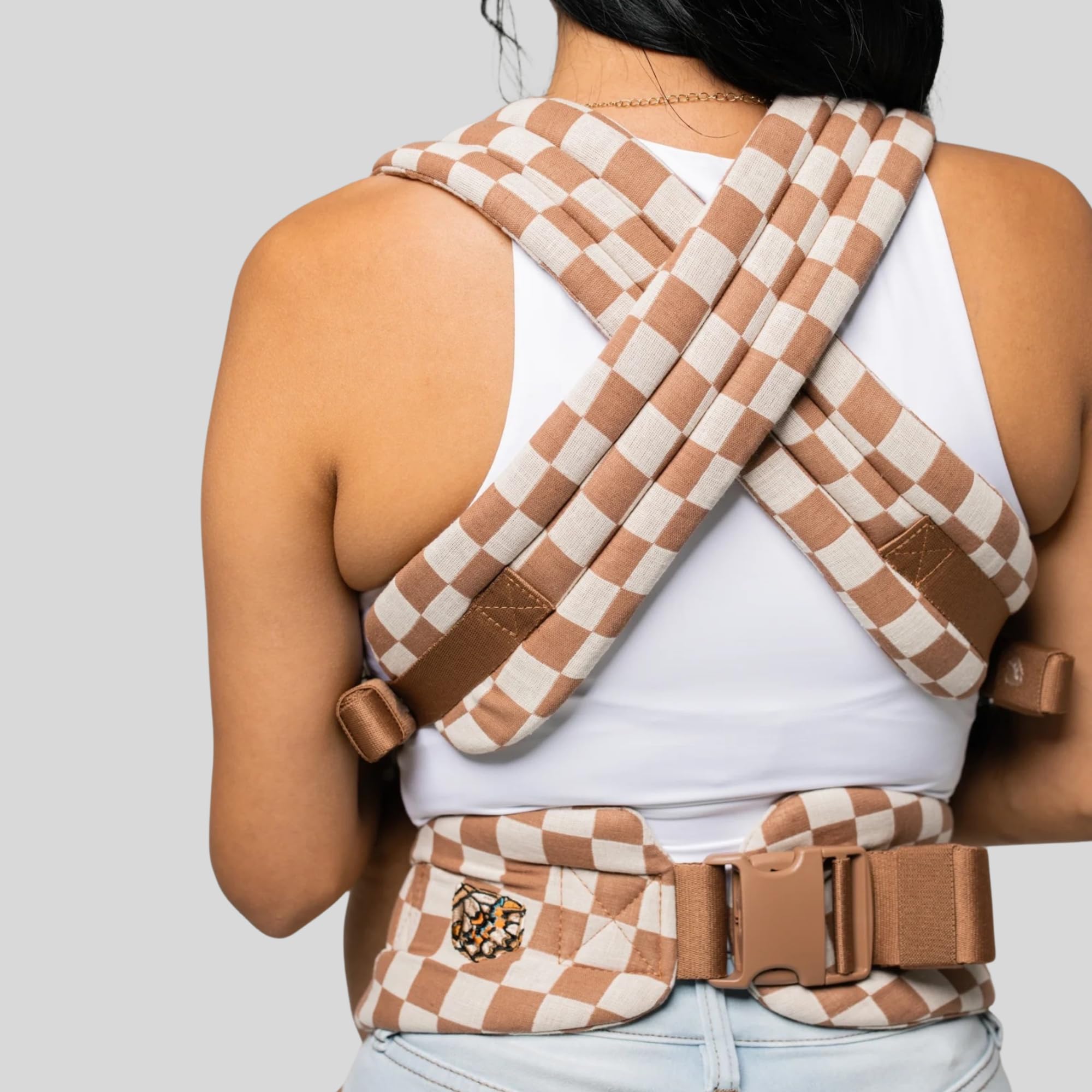 Mabe Monarch Ergonomic Baby Carrier Premium Cotton Soft Structured Newborn to Toddler Carrier with Hip-Healthy Design 3 Carry Positions 9-46 lbs Lightweight & Breathable Mocha Check product thumbnail 5