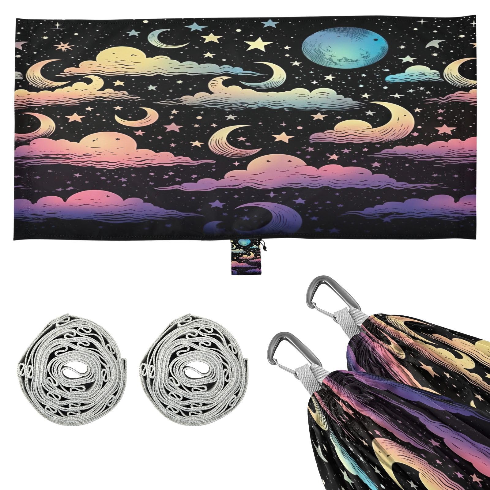 ATTX Colorful Sky Camping Hammock - Lightweight & Portable Hammocks, Heavy Duty 330lbs Capacity for Indoor, Hiking, Backpacking, Travel, Backyard, Beach#451