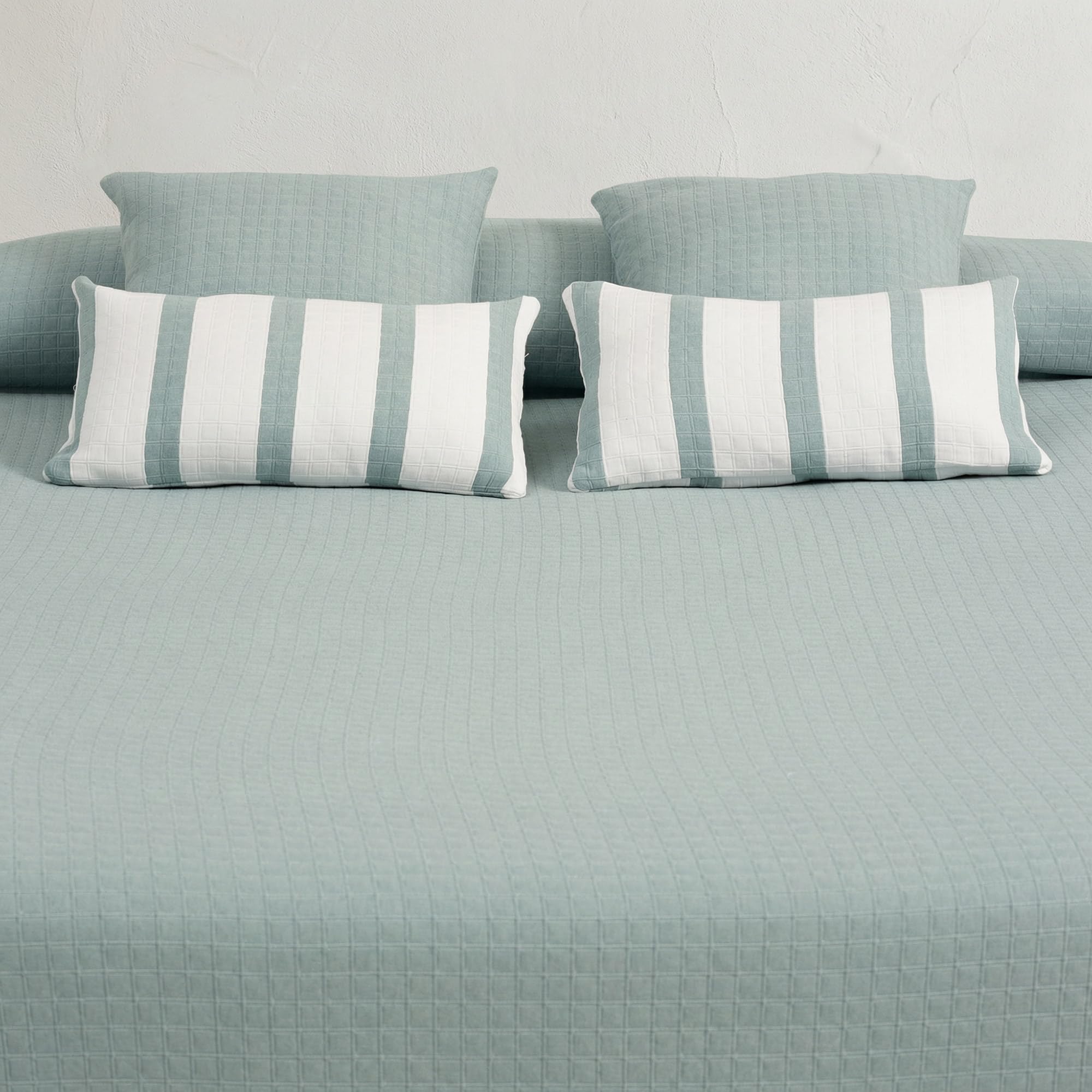 GAMUSI Colcha Cama 150 cm – cubrecama 250x270 cm, Bouti Ligera, Liso, Color Agua