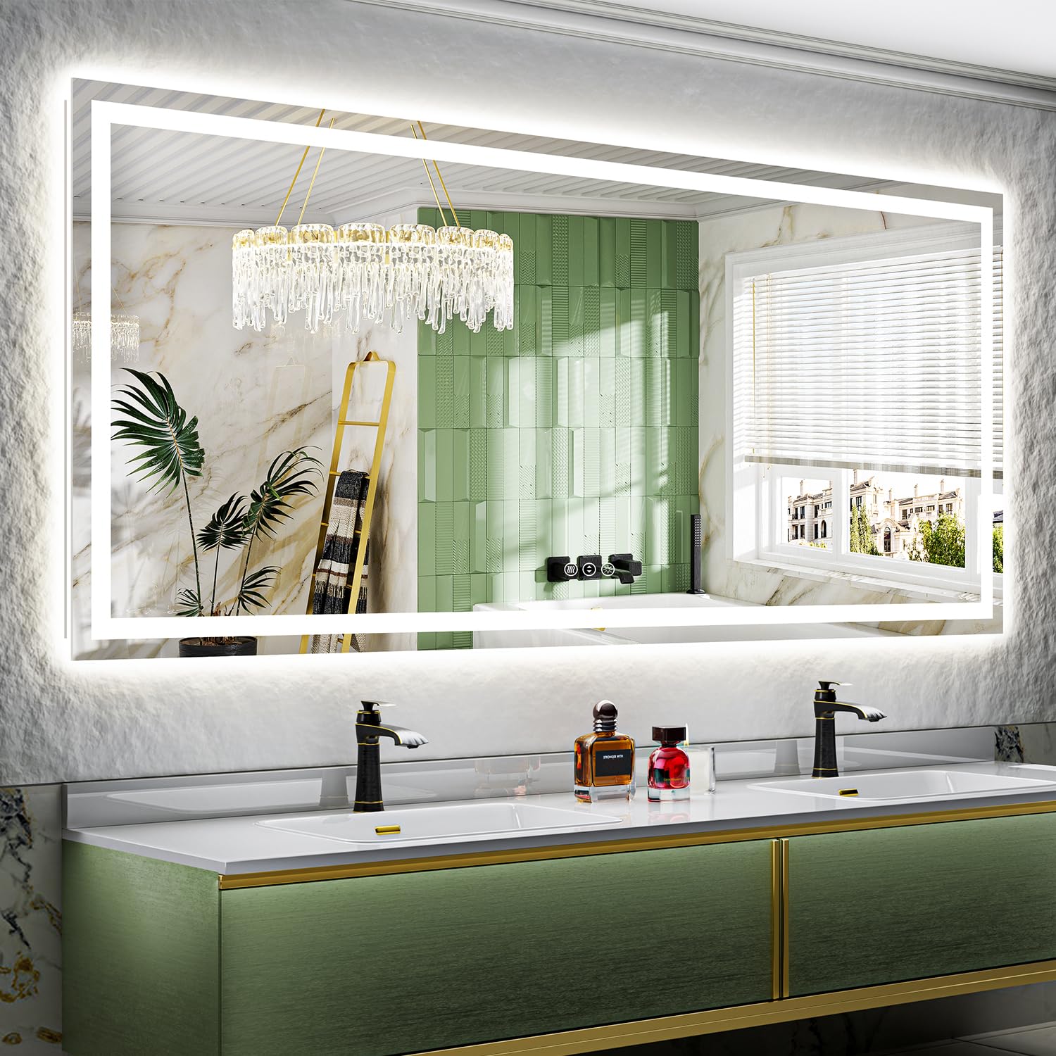 88x38 LED Bathroom Mirror with Lights, Lighted Vanity Mirror