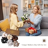 Vista 3 de Lolalet Coleteros para Mujeres, Lazos de Cabello de Satén Más Suaves que la Seda para Dormir, Soporte Grande de Cola de Caballo Scrunchie con Bandas