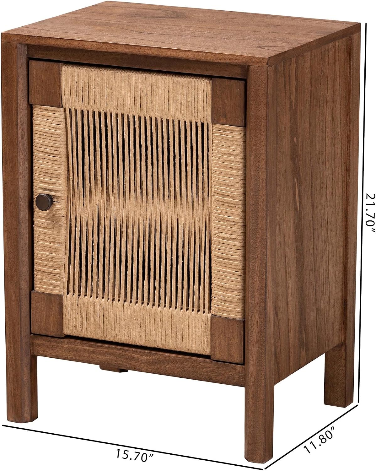 bali & pari Holitz Nightstand with Rope Webbing, One Size, Walnut Brown