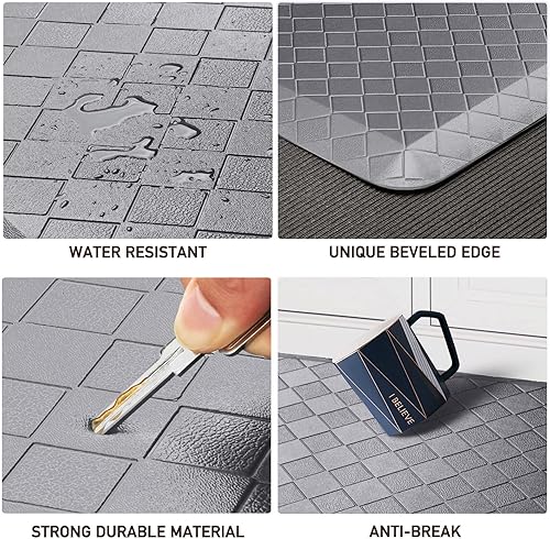 Vista 85 de HappyTrends - Tapete acolchado antifatiga de 17.3 x 28 pulgadas, grueso, impermeable, antideslizante, resistente, ergonómico, cómodo, para cocina