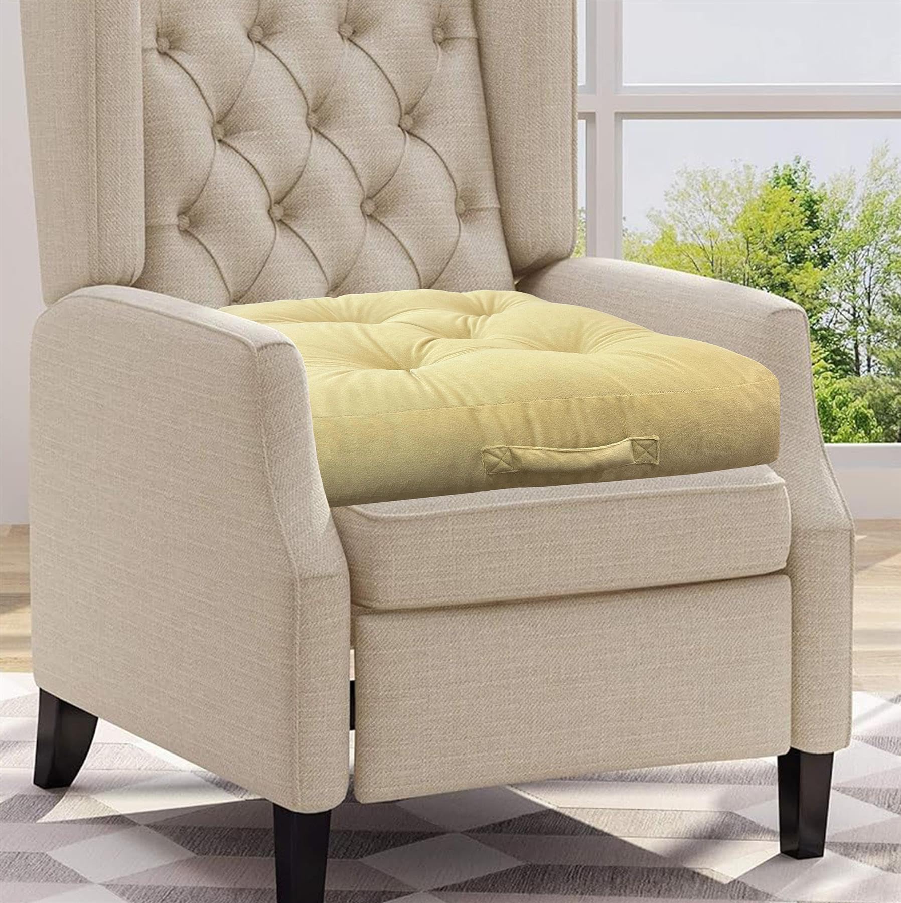 Roseley Tan Armchair Booster Seat 50cm Large Seating Cushion For Armchair Sofa Floor Square Seat Pad Firm Support Faux Suede Cover Post Operative/Pregnancy Support