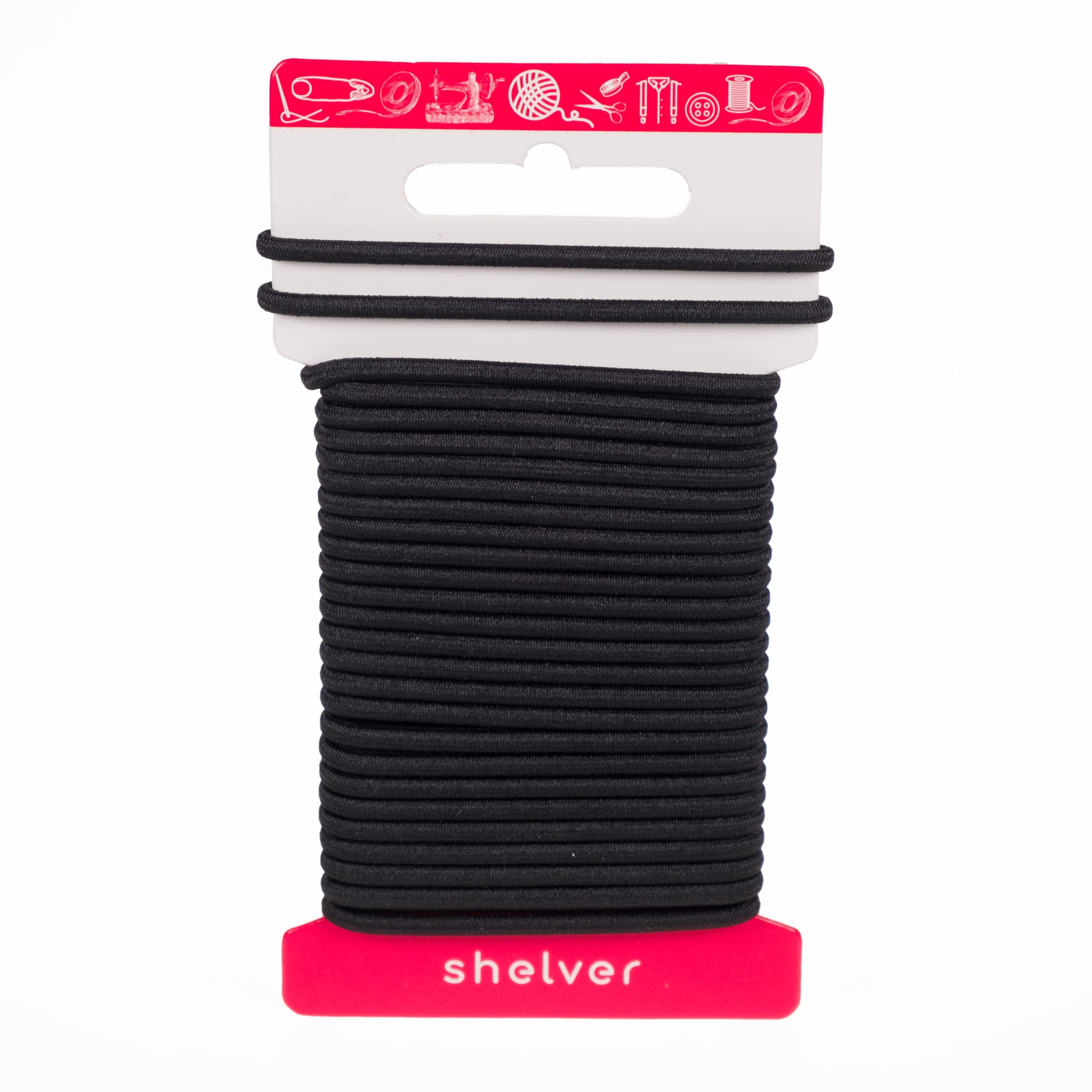 Shelver Black Elastic String Cord, -White-Beige, 1Mm-1.5Mm-2Mm-2.5Mm-3Mm, 6 Metres