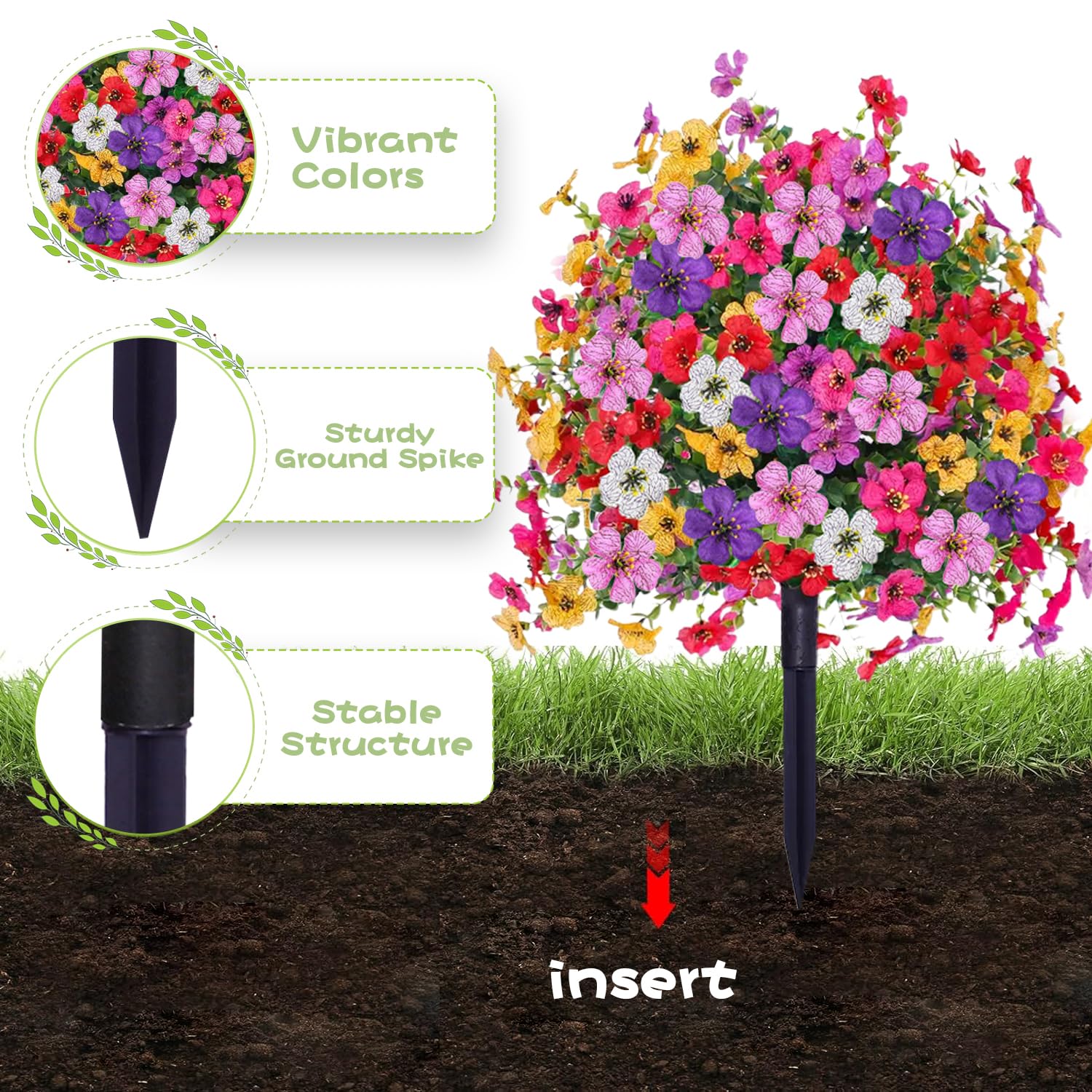 2 alberi di bosso artificiali da 58,4 cm, resistenti ai raggi UV, con fiori viola, arbusto, piante artificiali, sempreverdi, per giardino,