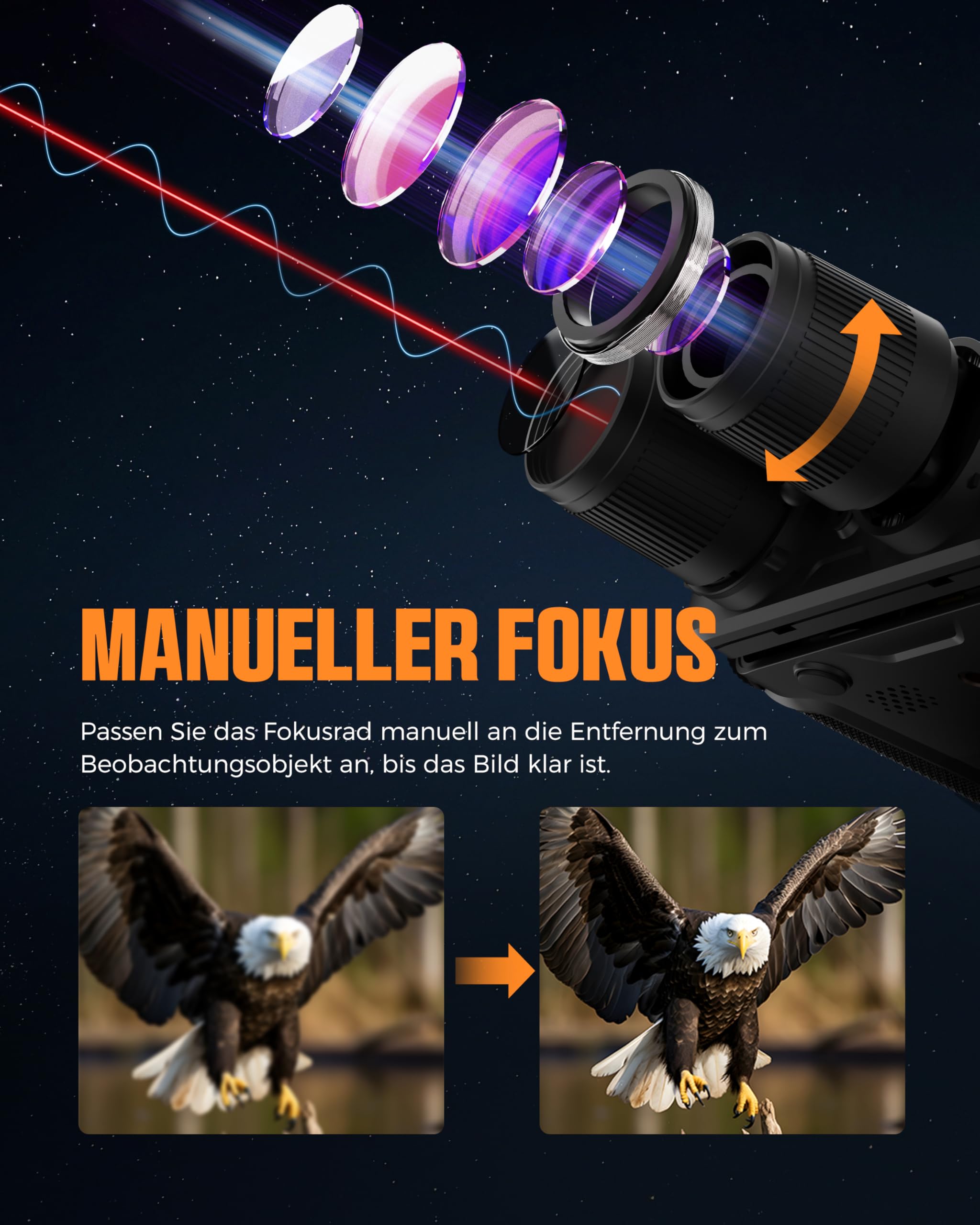 CIGMAN 4K Nachtsichtgerät Fernglas, Infrarot Nachtsichtbrille, Vollfarben Nachtaufnahme, 7-Fach Linse, 18 Std Akkulaufzeit