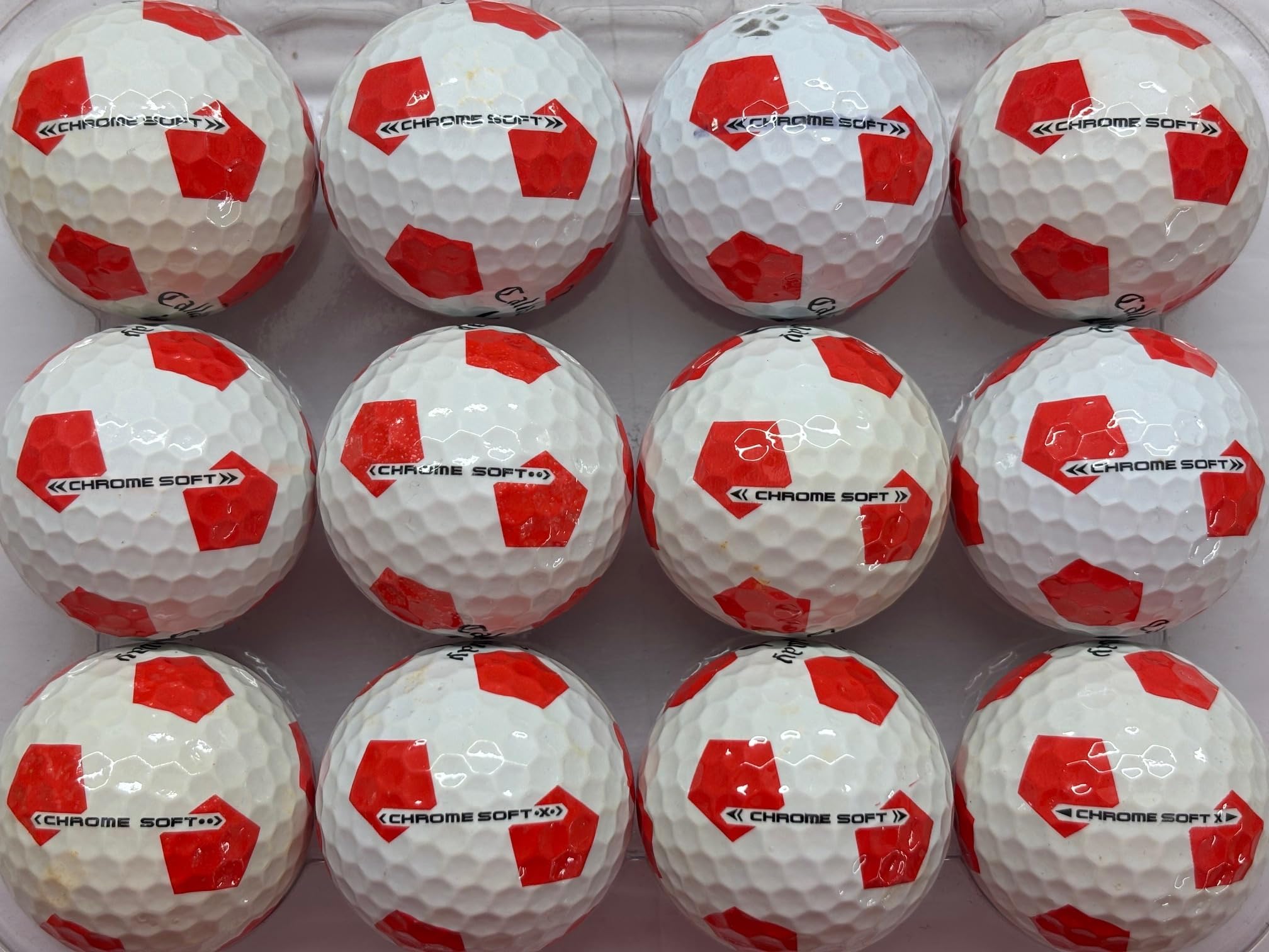 Chrome Soft Truvis Red Golf Balls Pearl/A Grade For Callaway Recycled 12 Pack