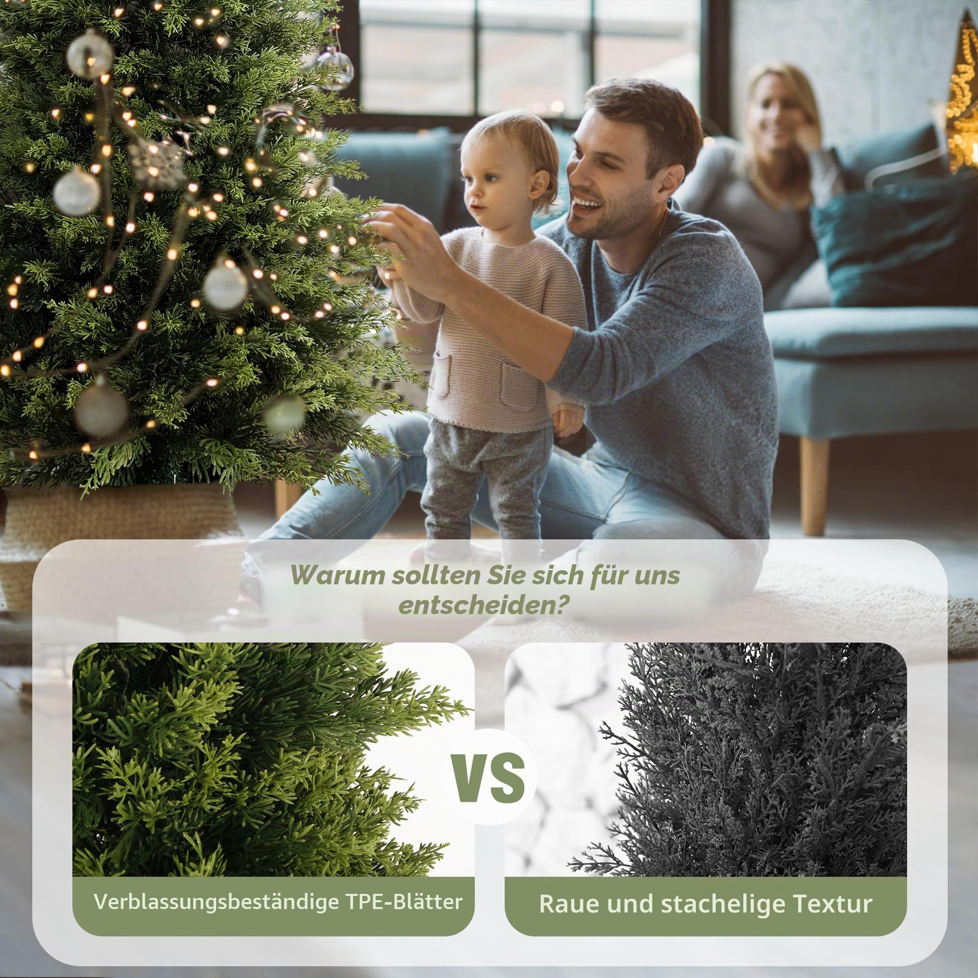 Vitalismo Künstliche Pflanzen wie echt Kunstbaum Zypress mit Topf 123cm | UV-beständig, Naturgetreue Optik, Kunstpflanze Outdoor Wetterfest für Zimmerdekoration Eingang Balkon Garten Weihnachtsdeko