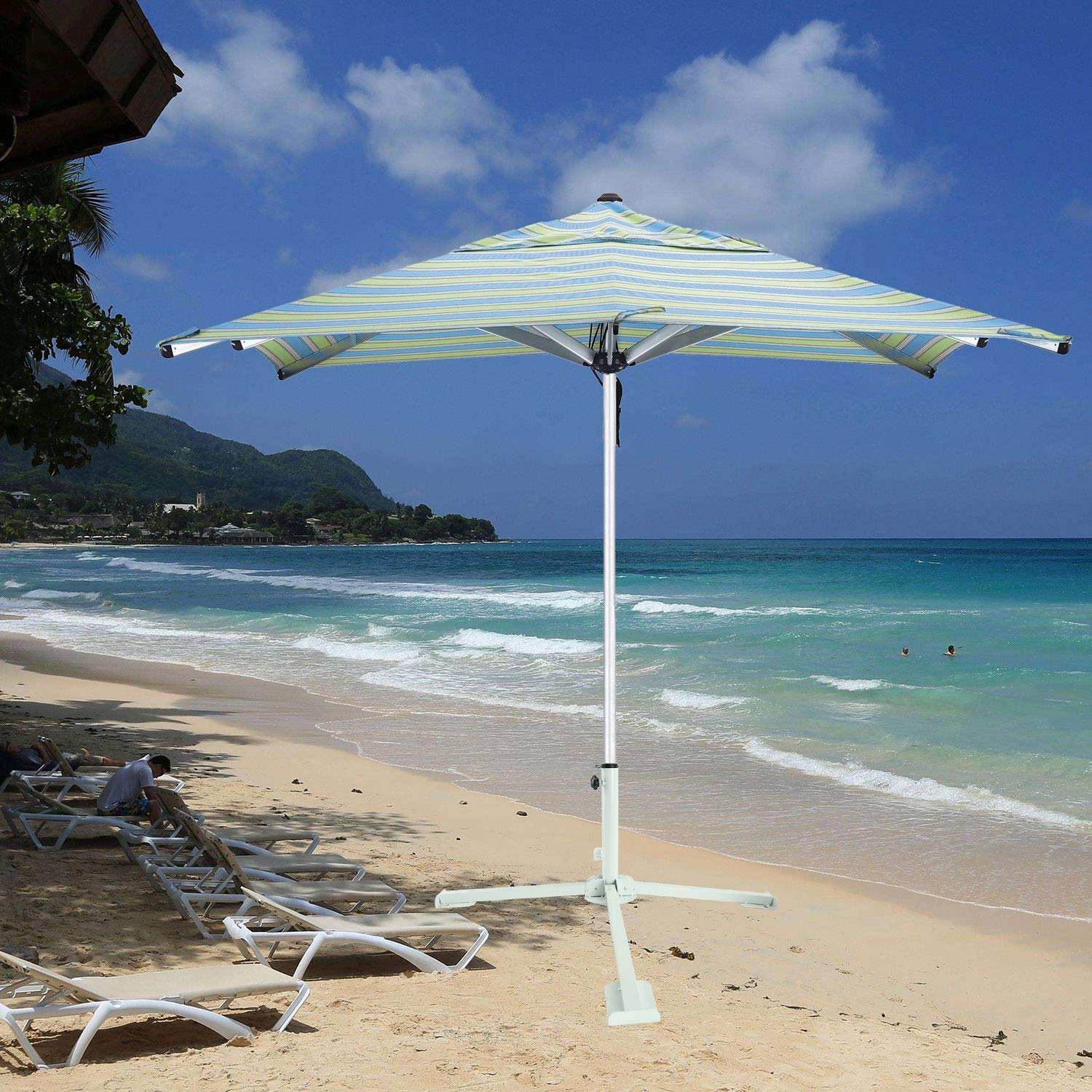 YaeTek Portable Foldable Beach Stand, Adjustable Patio Umbrella Base Holder, Beach Umbrella Stand, Outdoor Sunshade Anchor (Umbrella Base)