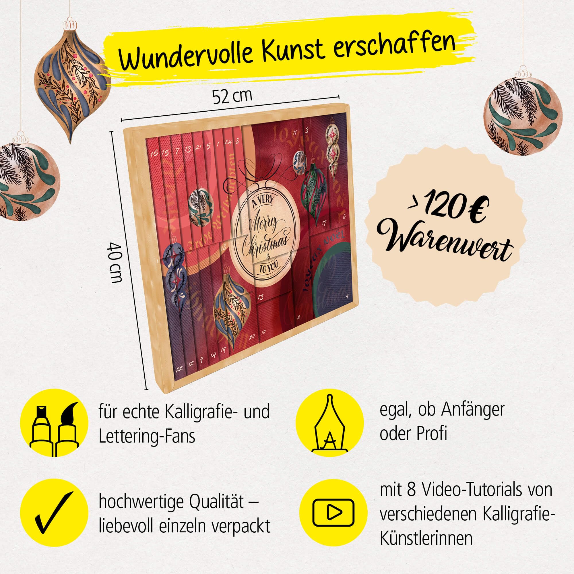 Calendrier De L'Avent Calligraphie ONLINE 2025 - 29 Produits Créatifs Haute Qualité, Tutoriels Vidéo, Pour Adultes