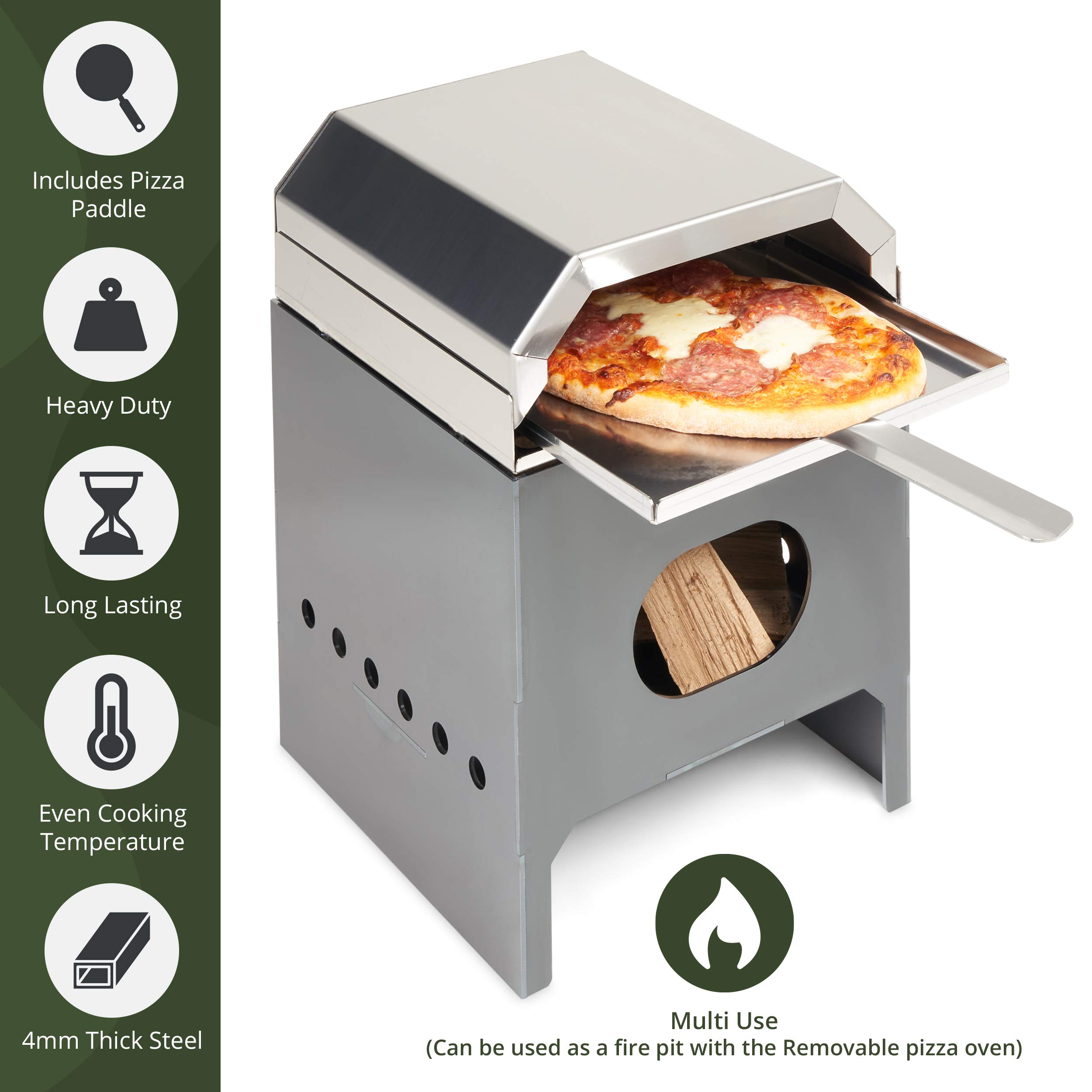 Outdoor Pizza Oven 12", Steel BBQ Pizza Maker with Pizza Peel, Portable