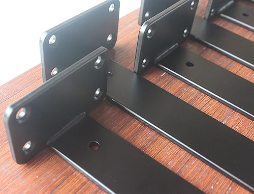 Miniatura 7 de Paquete de 12 soportes de estante en L ocultos negros de 9 pulgadas (15 pulgadas de grosor), soporte de estante de metal, soporte de estante