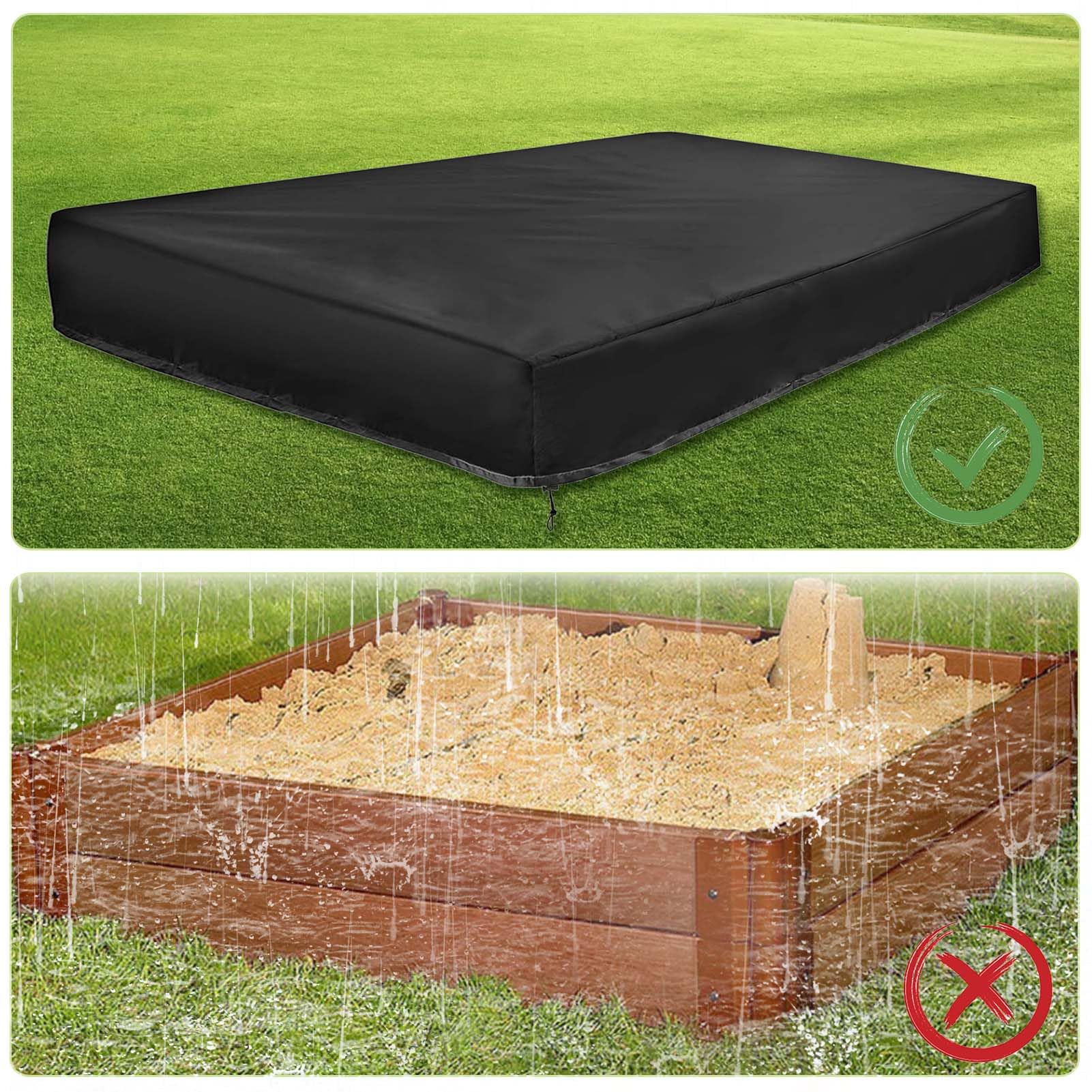 Impermeable Funda Arenero, 120x120 cm Cubierta Arenero para Niños Cubierta de Sandbox Cubierta para Arenero de Tela Oxford Arenero Toldo con Cordón, para Caja de Arena, Piscina, Jardín (120)