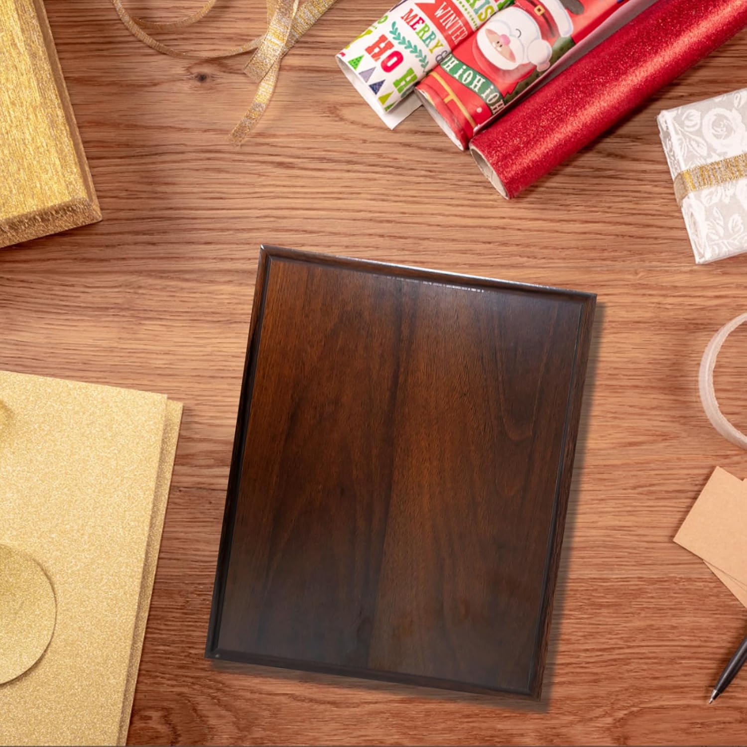 6 Pcs DIY Blank Award Plaques for Engraved Personalized Wooden Trophy Gift in Thank You, Photo, School, Sports, Retirement, Special Achievements