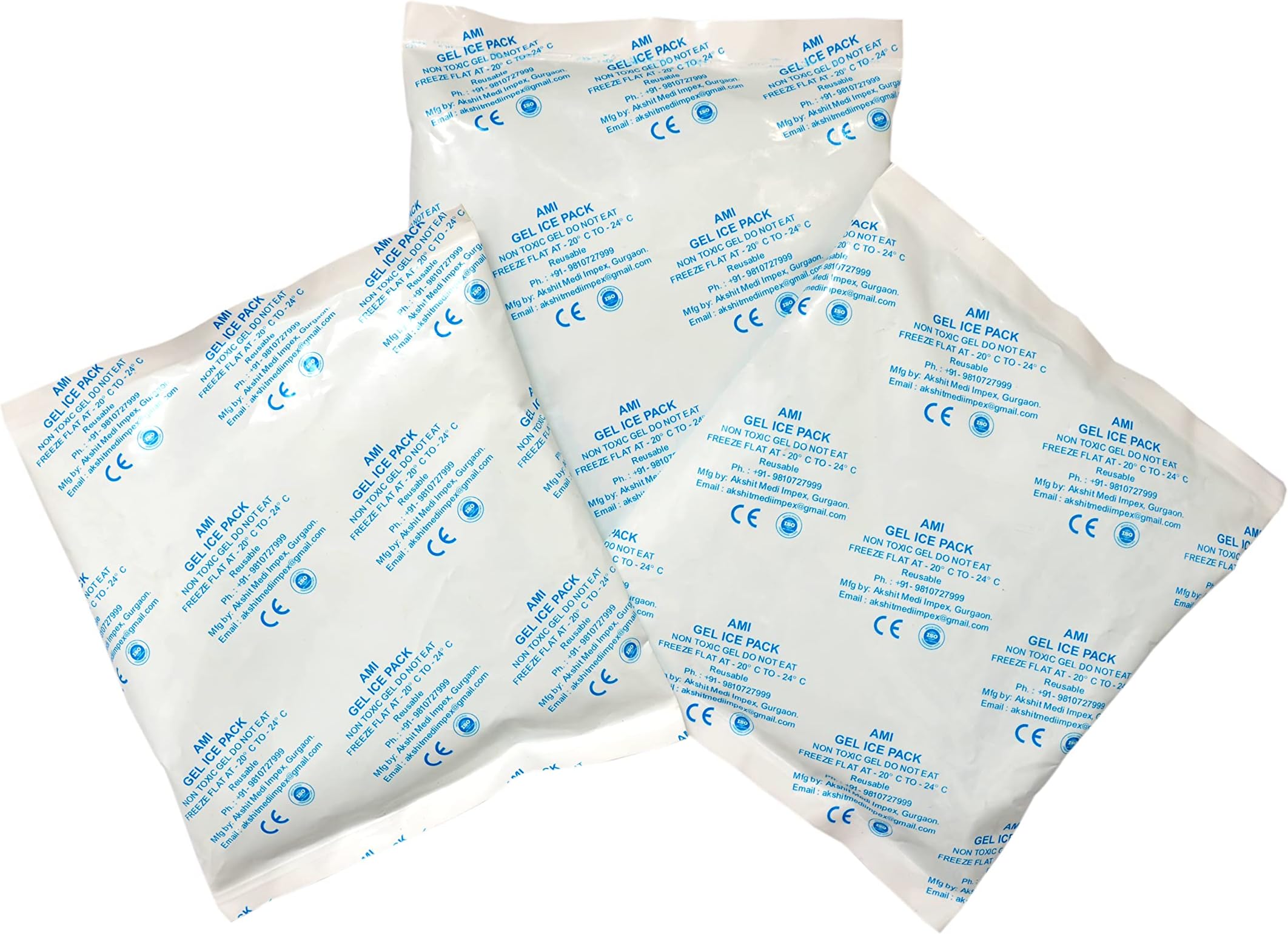 AMI Ice Pack for Ice Box, Gel Ice Pack for Coolers 3 Pack of 300 Gram each (6 inch x 6 inch)