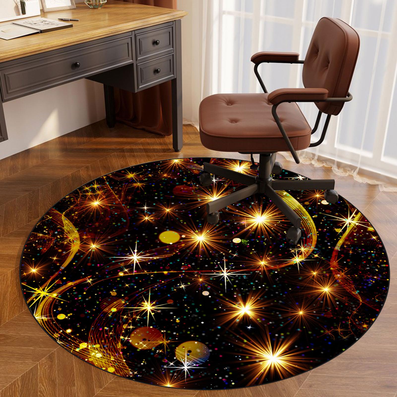 Base Sedia Gaming Tappetino Sedia Ufficio Rotondo - Antiscivolo, Per Pavimenti Legno, 100x100 Cm Rosa, Protettivo Tappetino Protettivo Sedia - 6