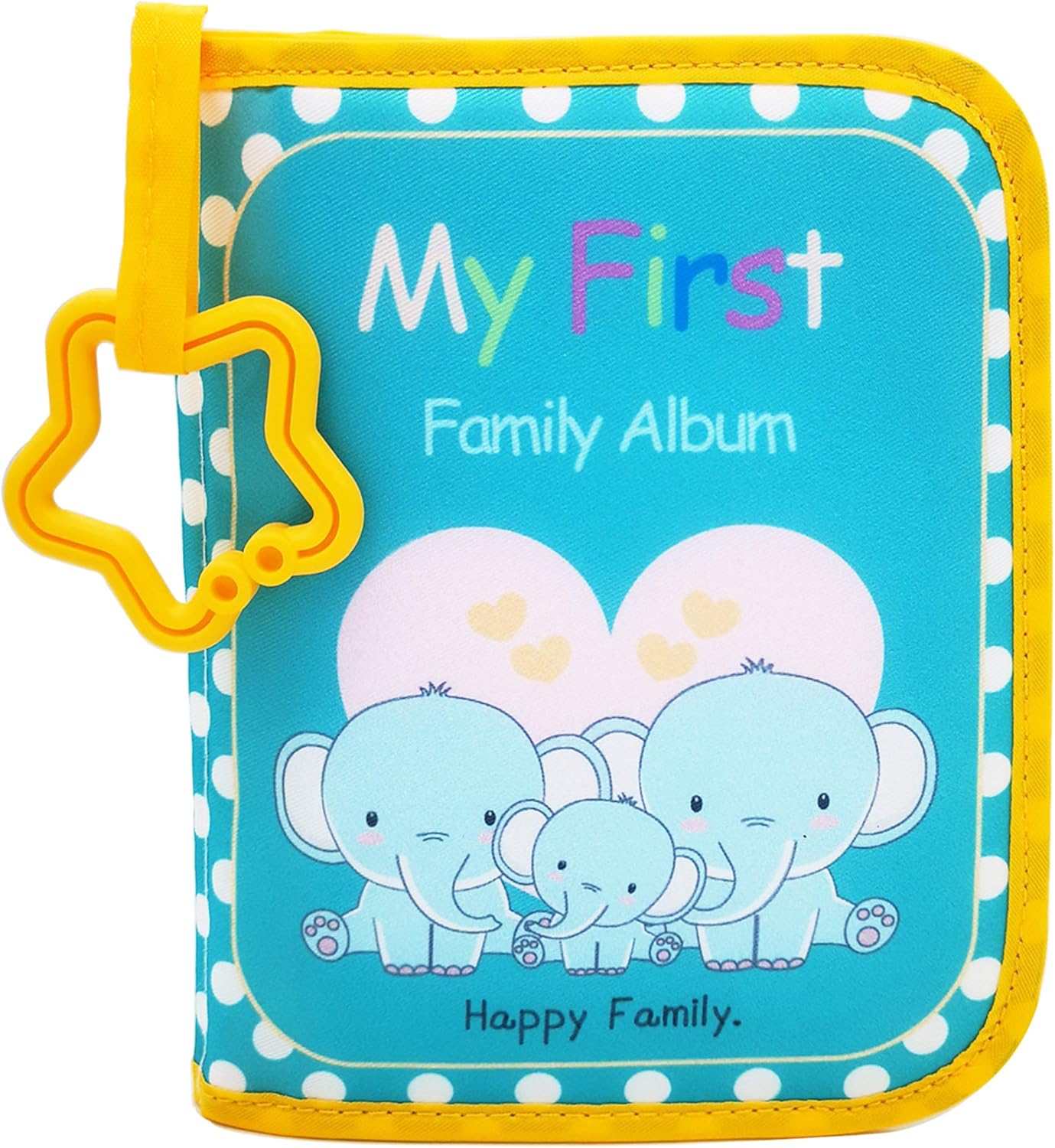 Buviagem Baby Soft Cloth Album; Baby‘s My First Photo Book for Family Memery with Safe Mirror Holds 17 Photos Lovely Elephant Family… : Baby