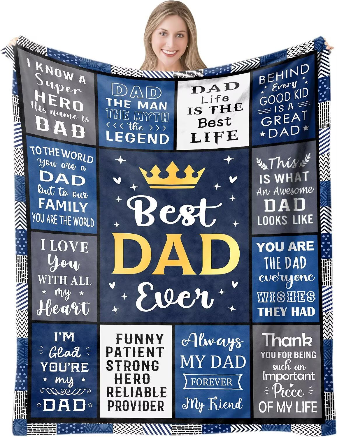 ACAATVE Birthday Gifts for Dad from Daughter Son, Super Soft Fluffy Flannel Throw Blanket Ideas Present for World's Best Father to be Ever, Personalised Christmas for Daddy/Step Dads — image 1
