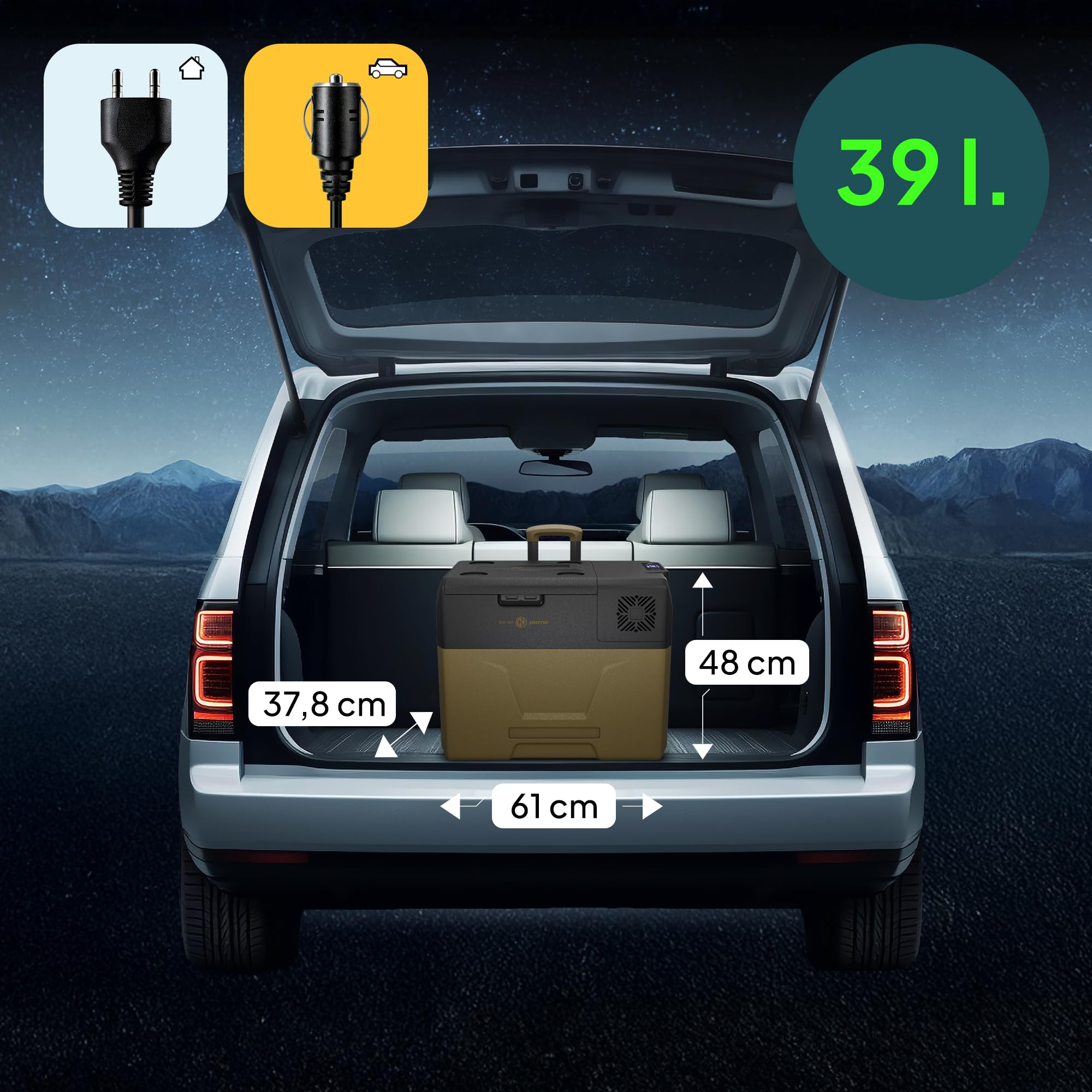 peme Expedition Elektryczna Lodówka Kompresorowa 27-39 L - Chłodziarka i Zamrażarka, Chłodzenie -20°C, Podwójne Zasilanie 12V/24V & 230V, Aplikacja Bluetooth, Tryb Eco, do Samochodu, Kempingu
