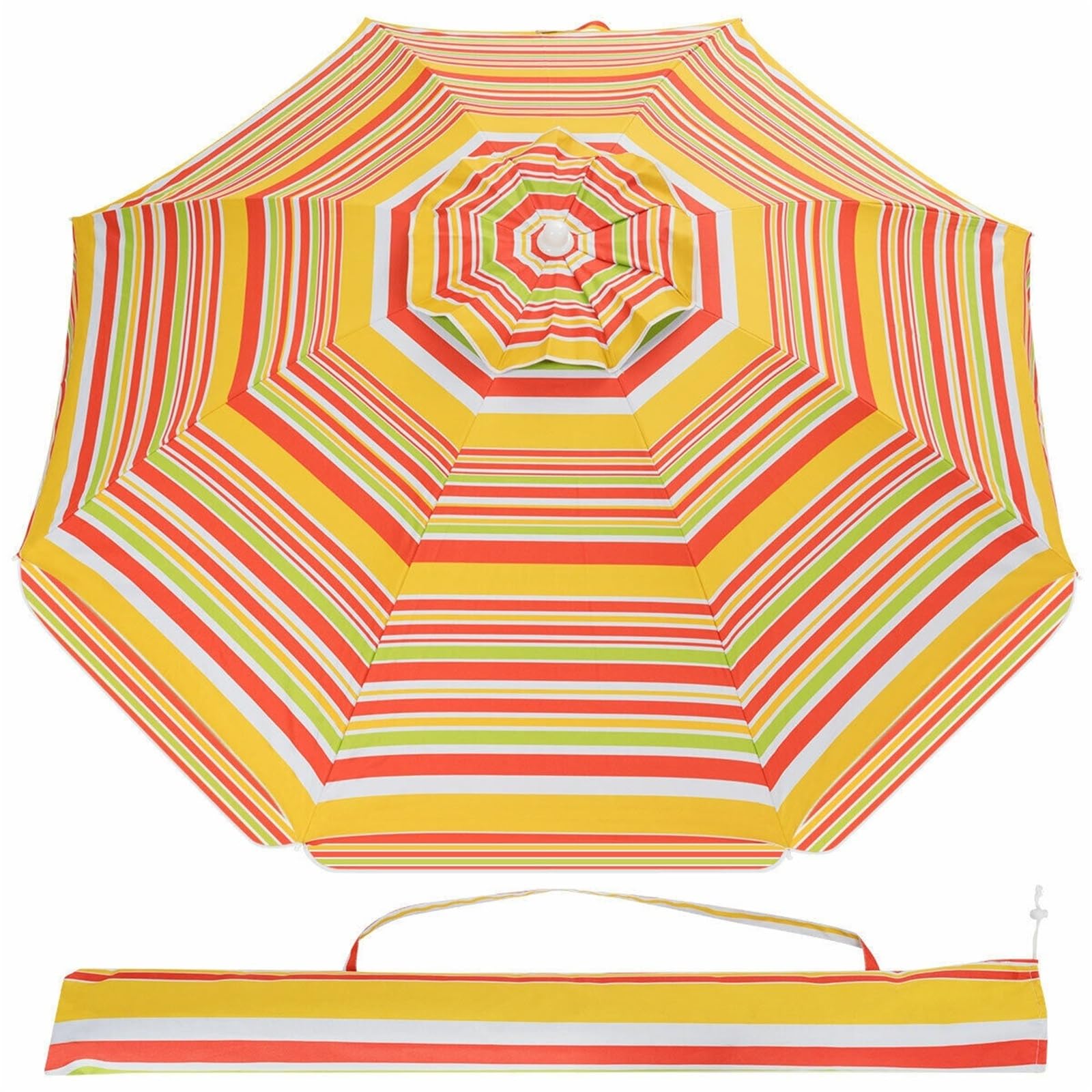 Sonnenschirm Strand 2M Strandschirm Terrasse Tragbarer Sonnenschirm Regenschirm W/Sand Anker & Neigung UPF 50