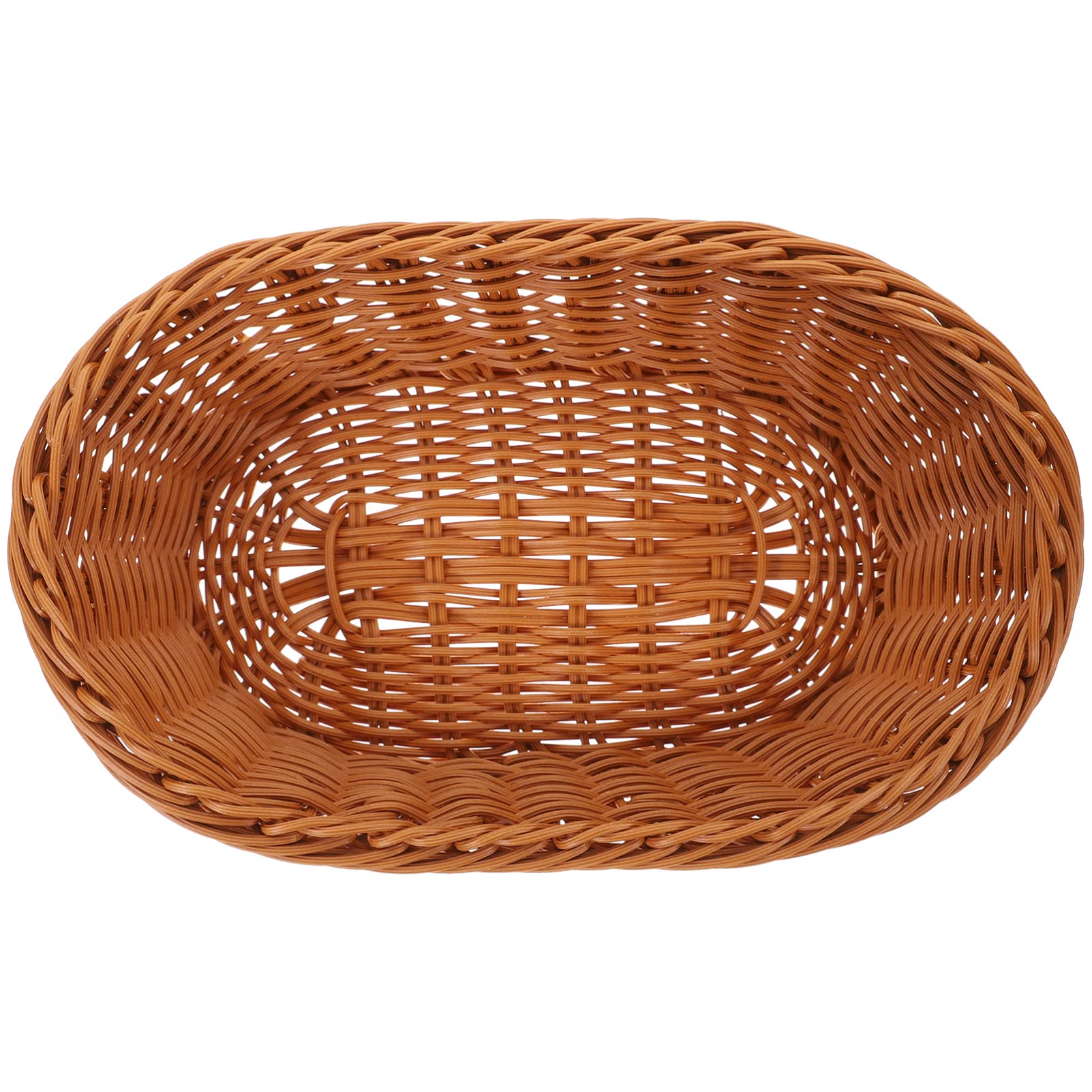 GRIRIW 2pcs Woven Basket Rattan Baskets Para Storage Basket Eggs to Decorate Egg Decorating Fruit Bowl Food Serving Holders Party Fruit Basket Trays Tabletop Fruits Plastic Light Brown