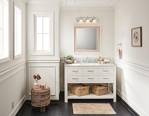 Miniatura 10 de Kichler 5337CHS - Lámpara de baño de 3 luces cromada de 24 pulgadas, moderna lámpara de baño con vidrio satinado transparente, (24 pulgadas de ancho