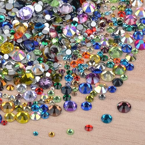 Miniatura 3 de 7000 Piezas Diamantes de Imitación 5 Tamaños Redondos de Cristal Vidrio Parte Trasera Plana Diamantes de Imitación con 1 Pinza y 1 Bolígrafo de